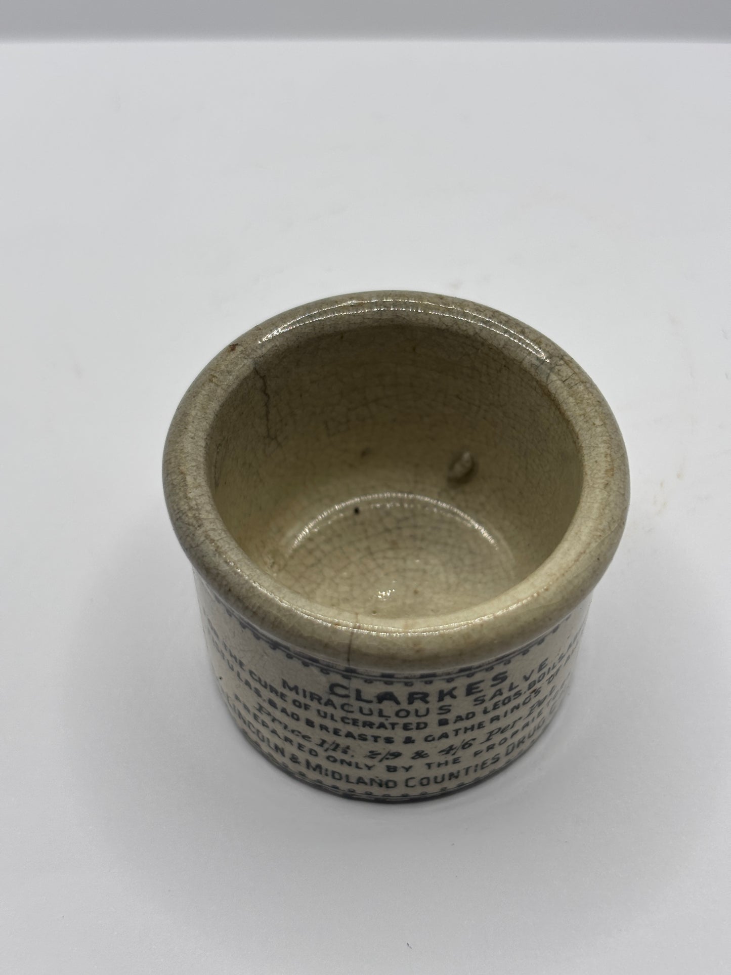 Old clarkes advertising ointment pot
