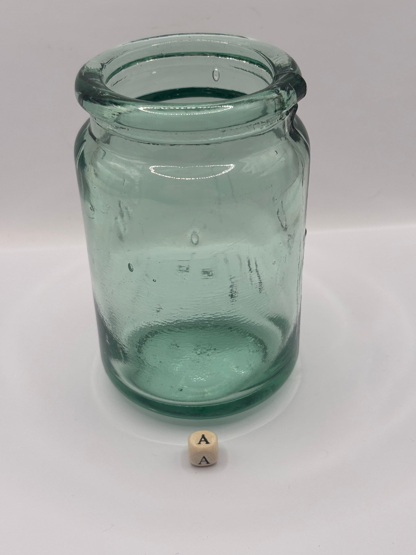 Old 1lb aqua glass advertising pickle jar (a) Scotter & son Hull