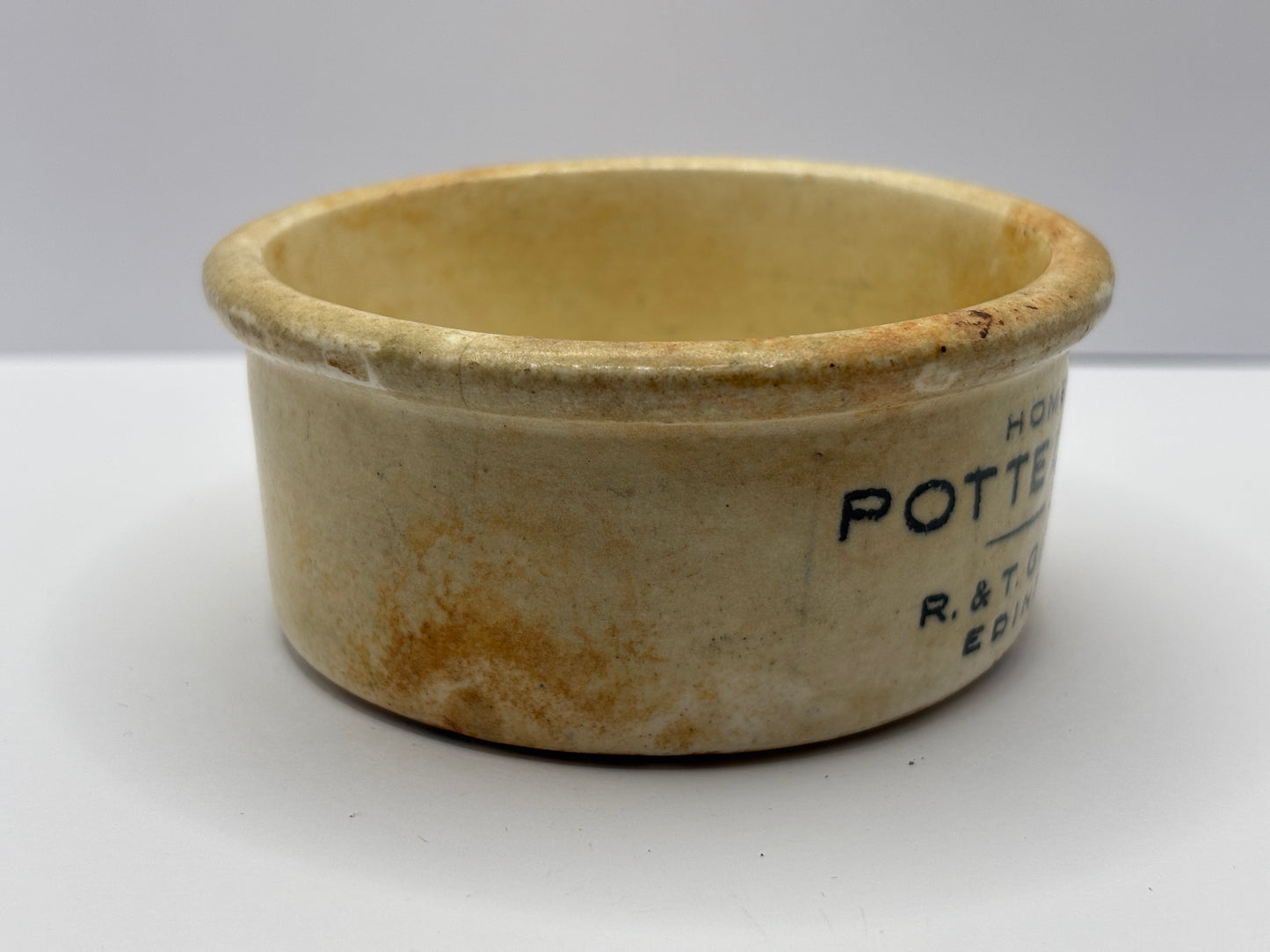 Old Home made potted meats advertising dish, Gibson LTD Edinburgh