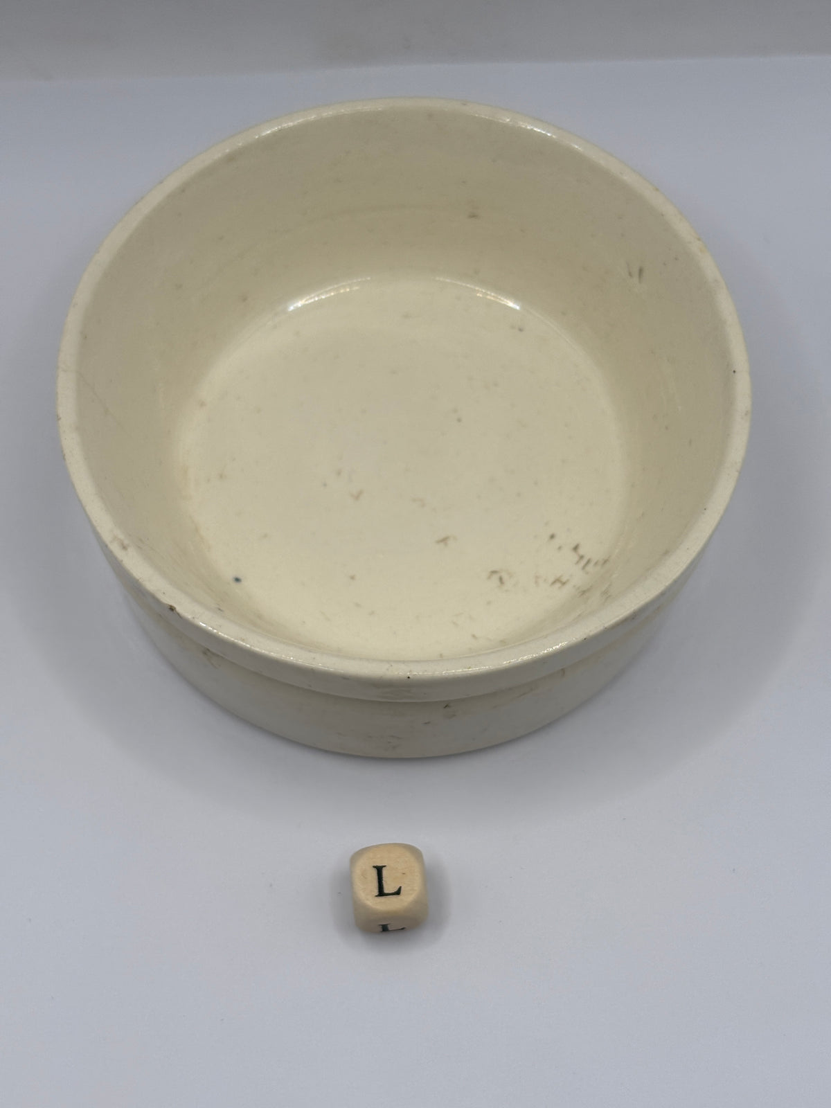 Old plain stoneware meat paste pot. Potted meat (L)