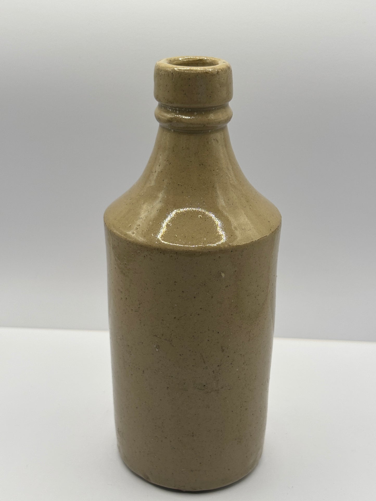 Old White Stoneware Vets Bottle, W.Bower, M.B CVS RUDHAM 17cms