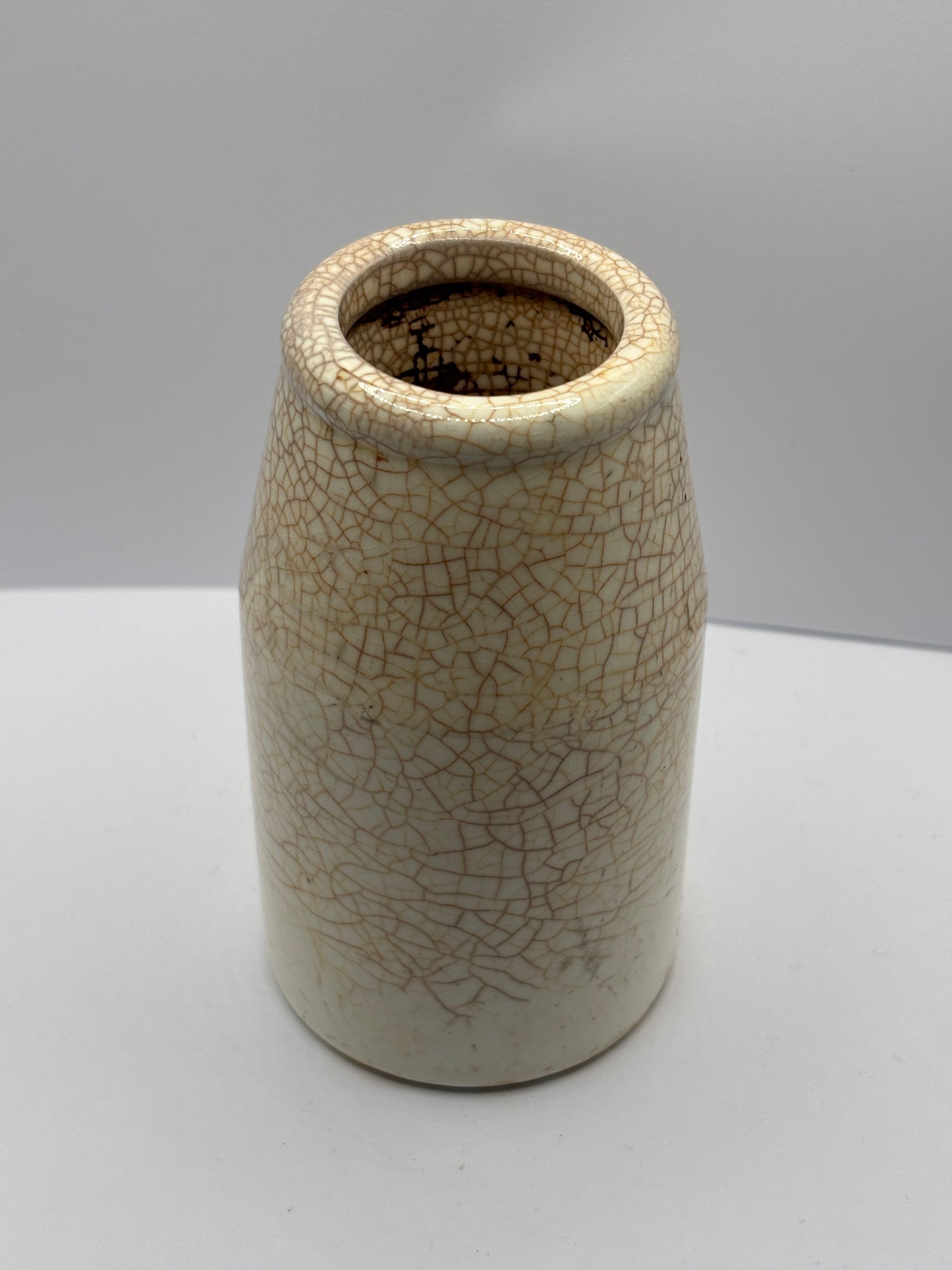 old stoneware cream pot, jug, creamer. Stained & crazed