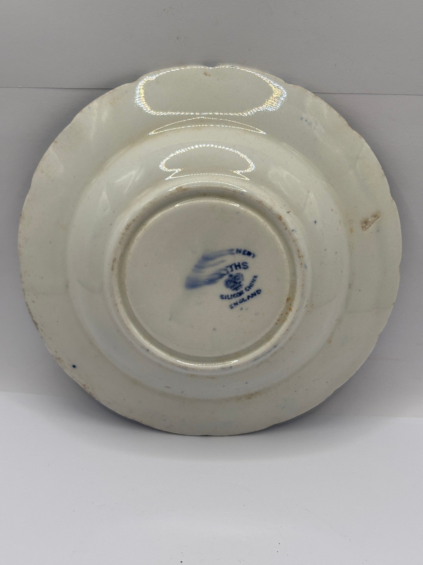 4 old blue and white transferred stoneware plates