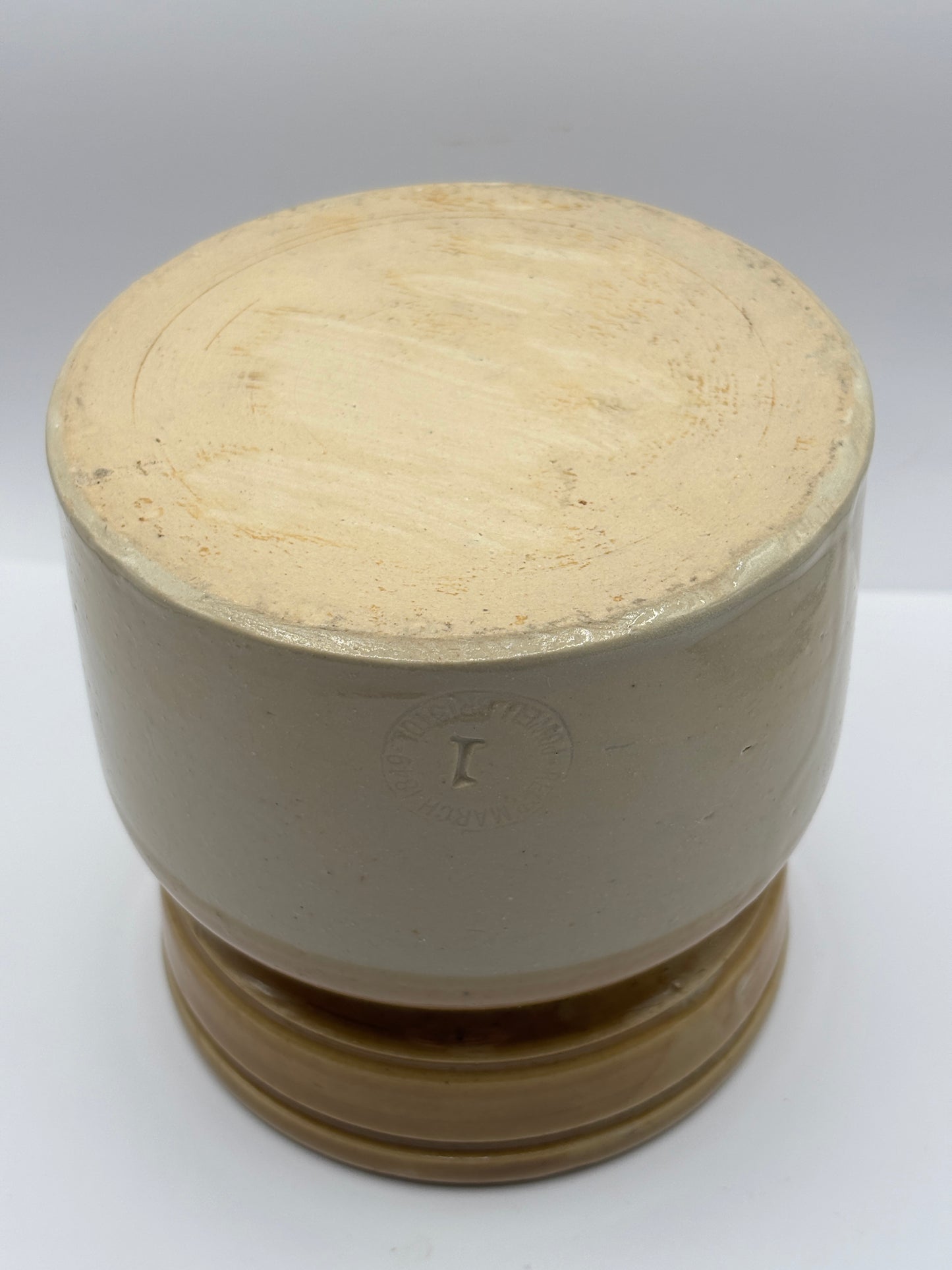 Old extra large brown top stoneware caviar pot