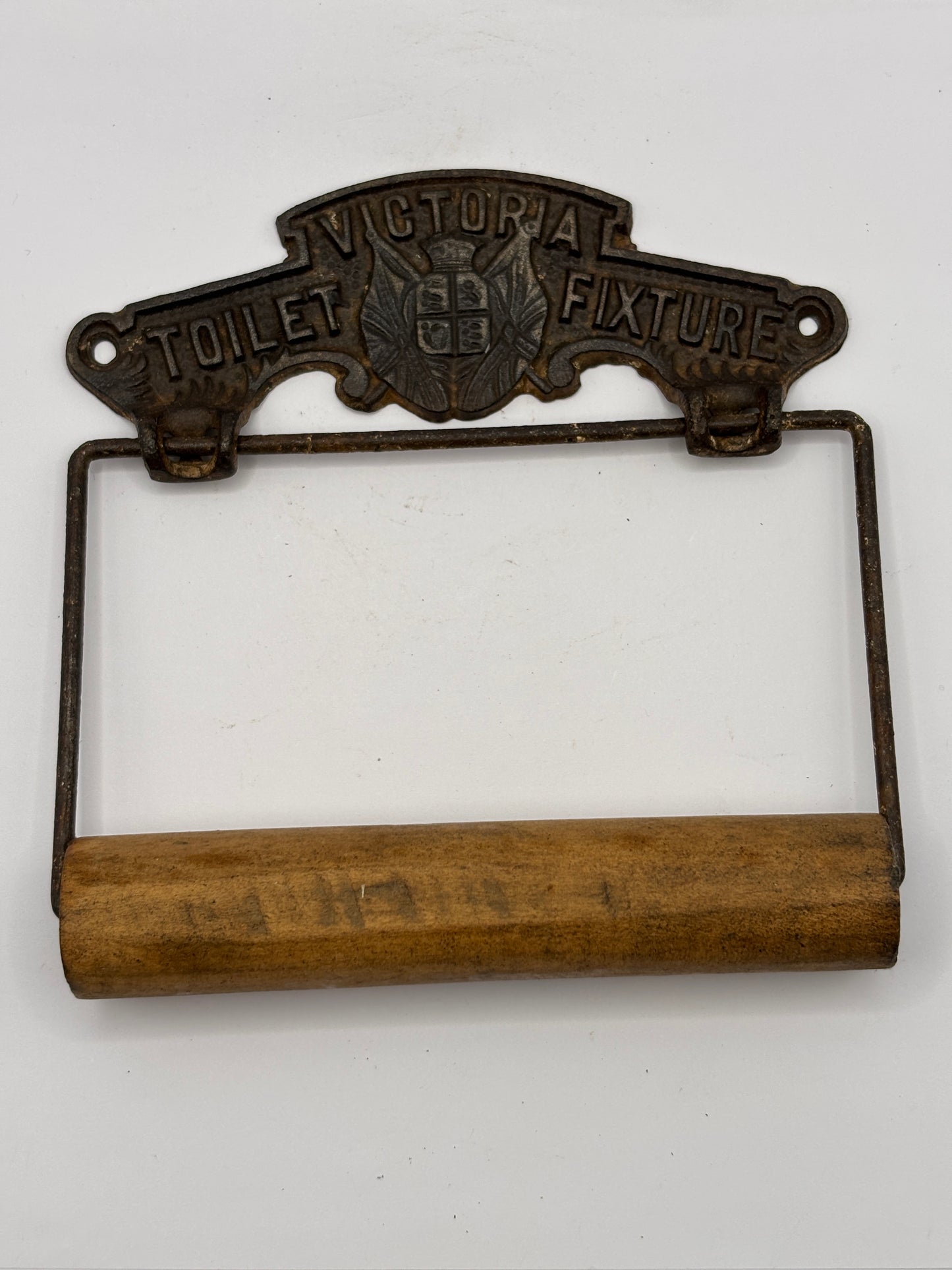 Old advertising toilet roll holder. Victoria toilet fixture