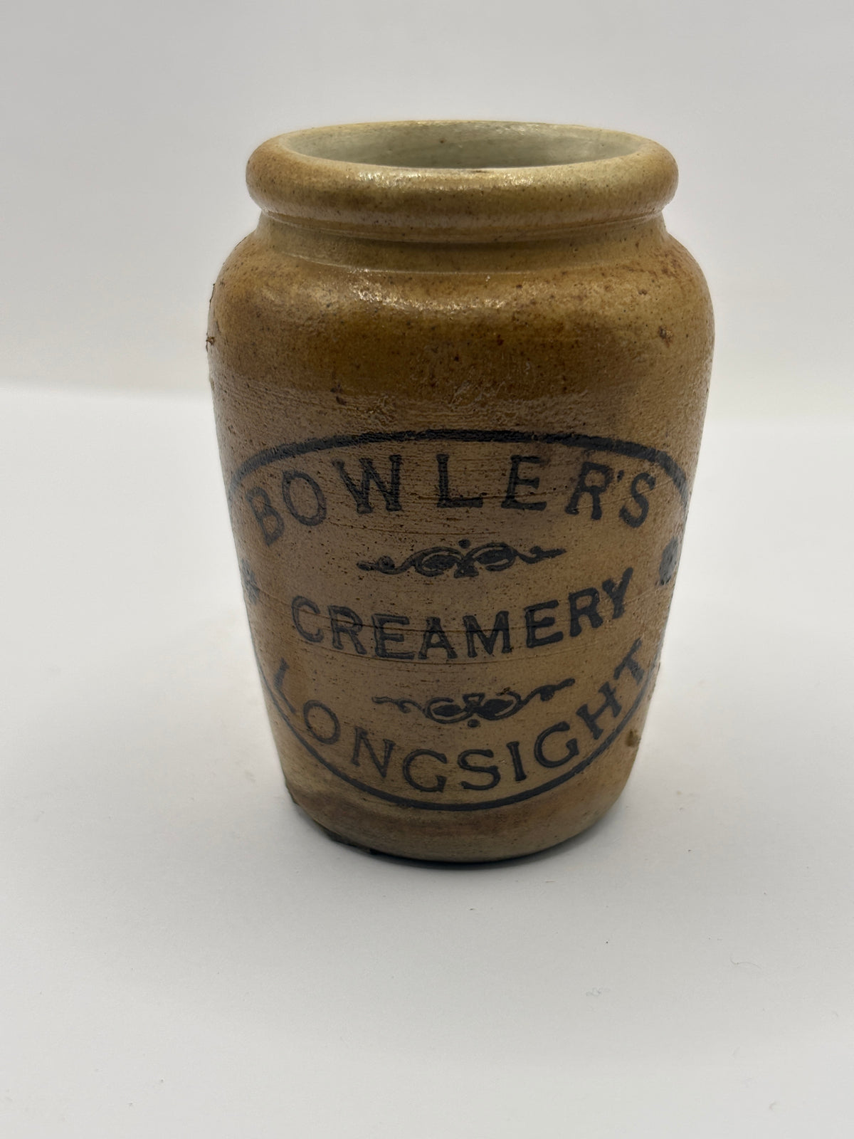 Old advertising cream pot, Bowlers creamery Longsight