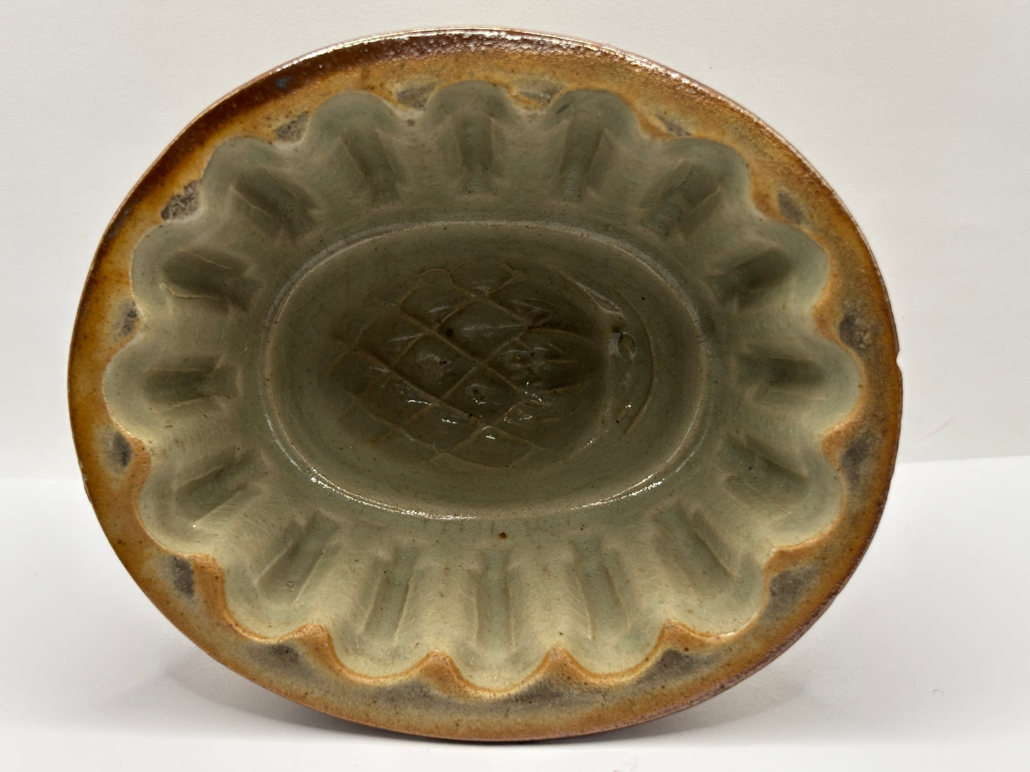 Old brown salt glaze jelly mould
