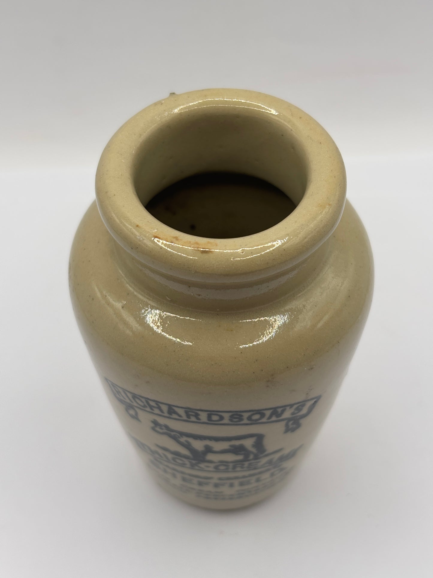 Old advertising cream pot, Richardsons thick cream Sheffield 10cms