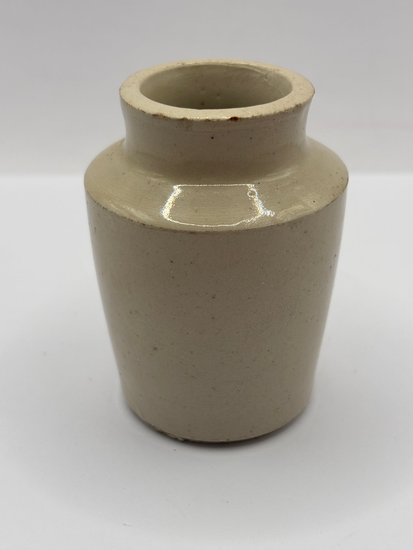 Old advertising stoneware cream pot, Pratt. Skibeden farm dairy. Skipton