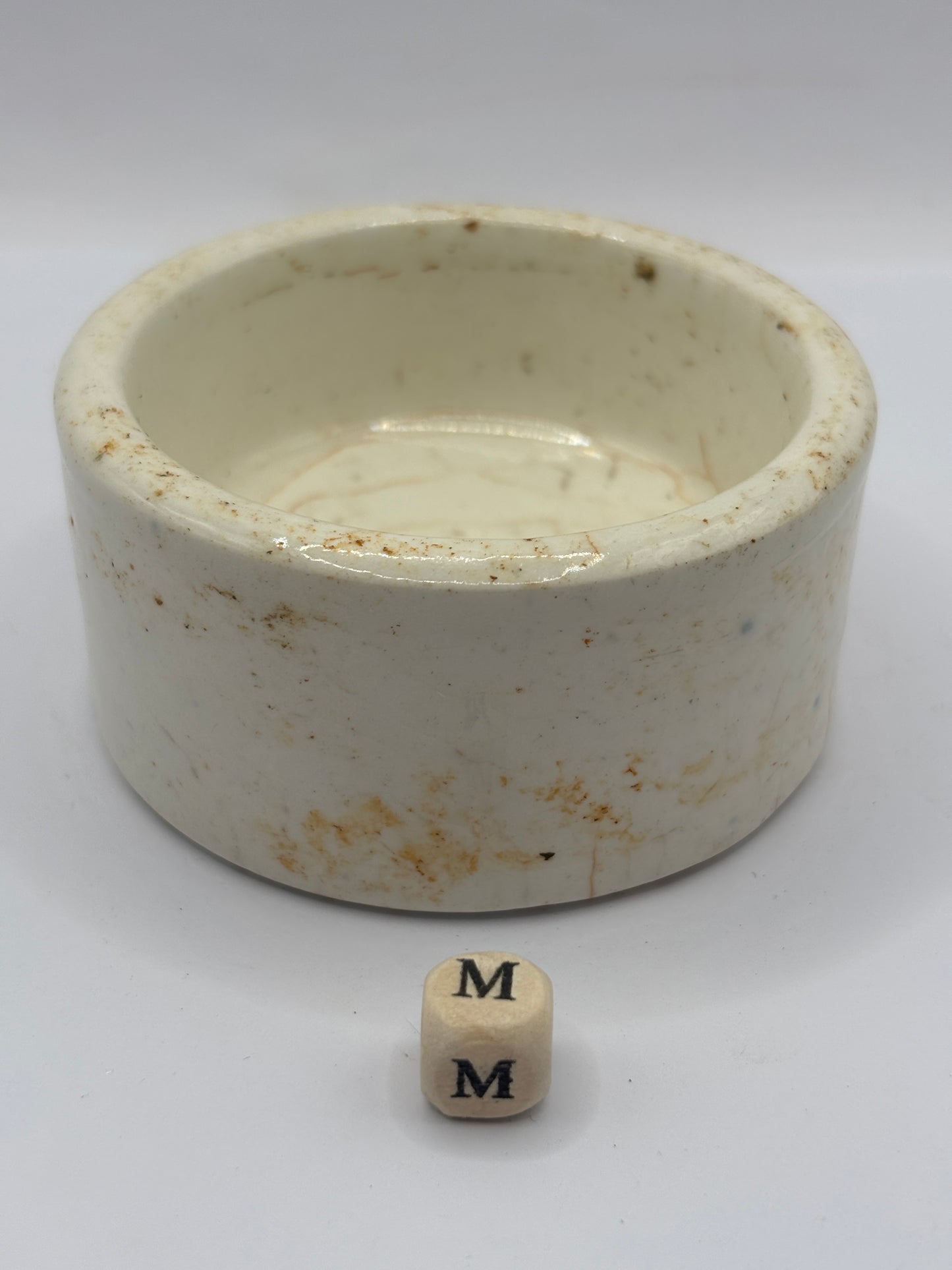 Old plain stoneware chunky meat paste pot (m)