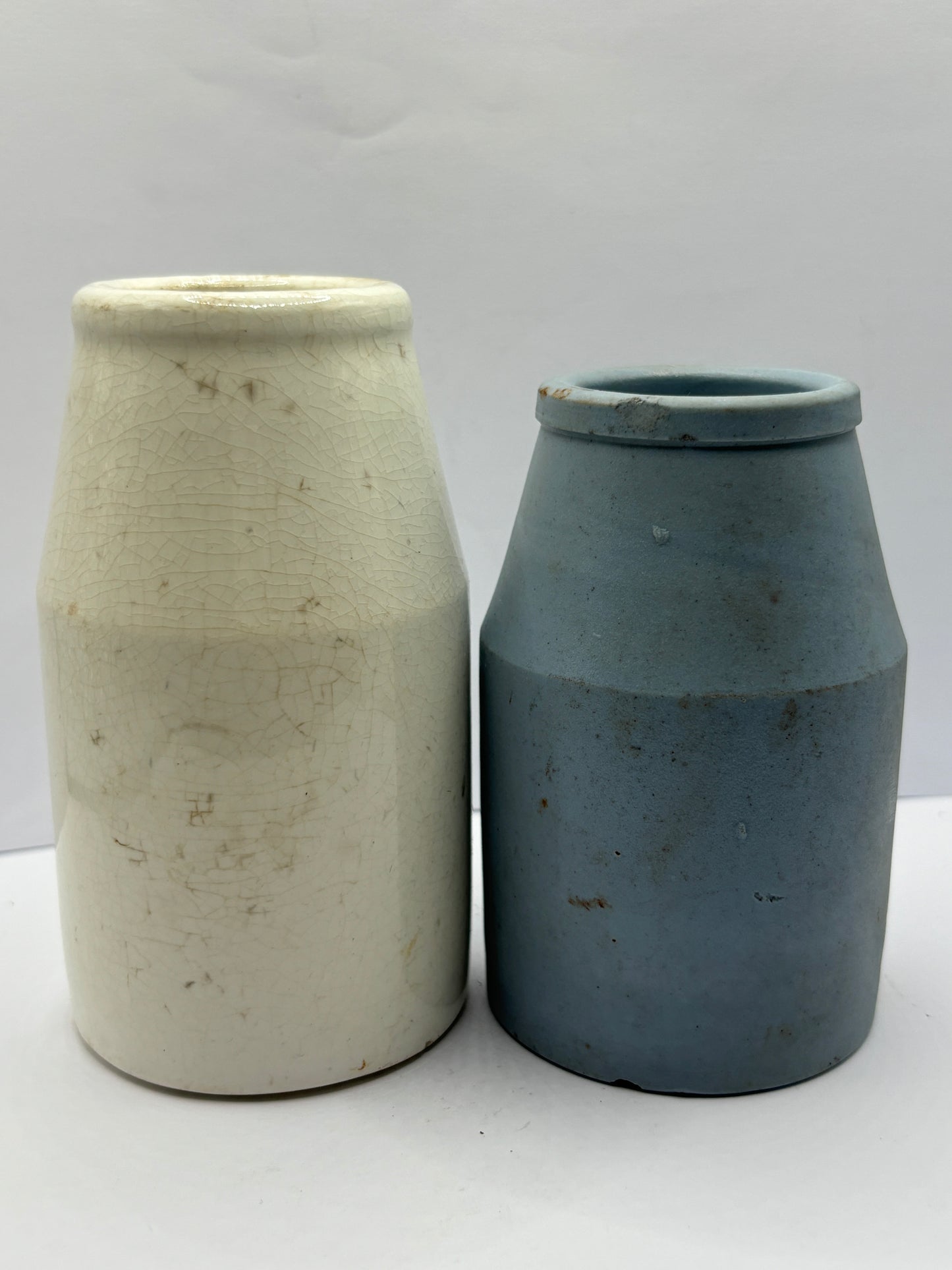 2 old stoneware pots, creamers.