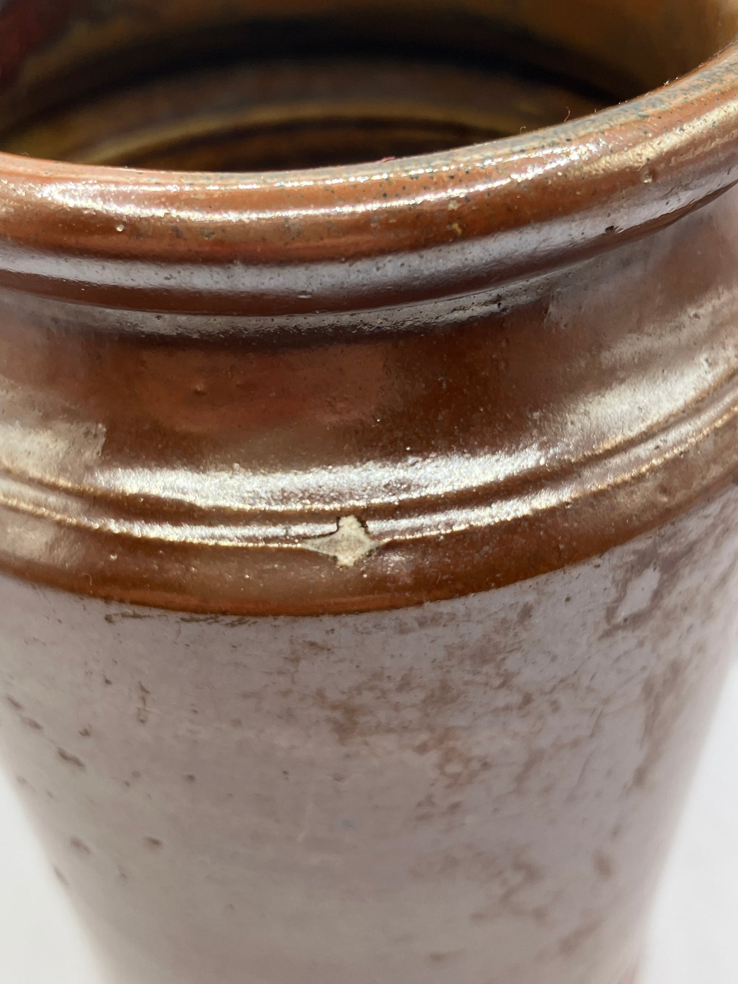 Brown stoneware jar