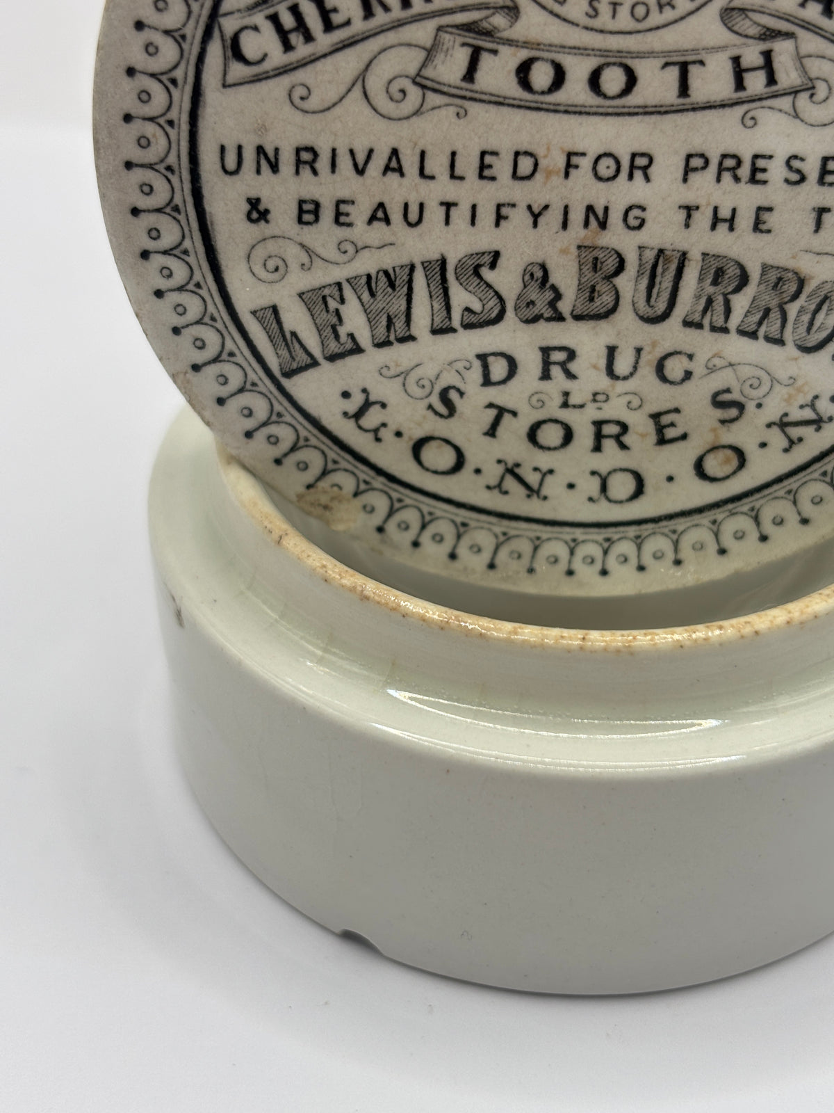 Old advertising lid and base. lewis & burrows cherry tooth paste 🍒