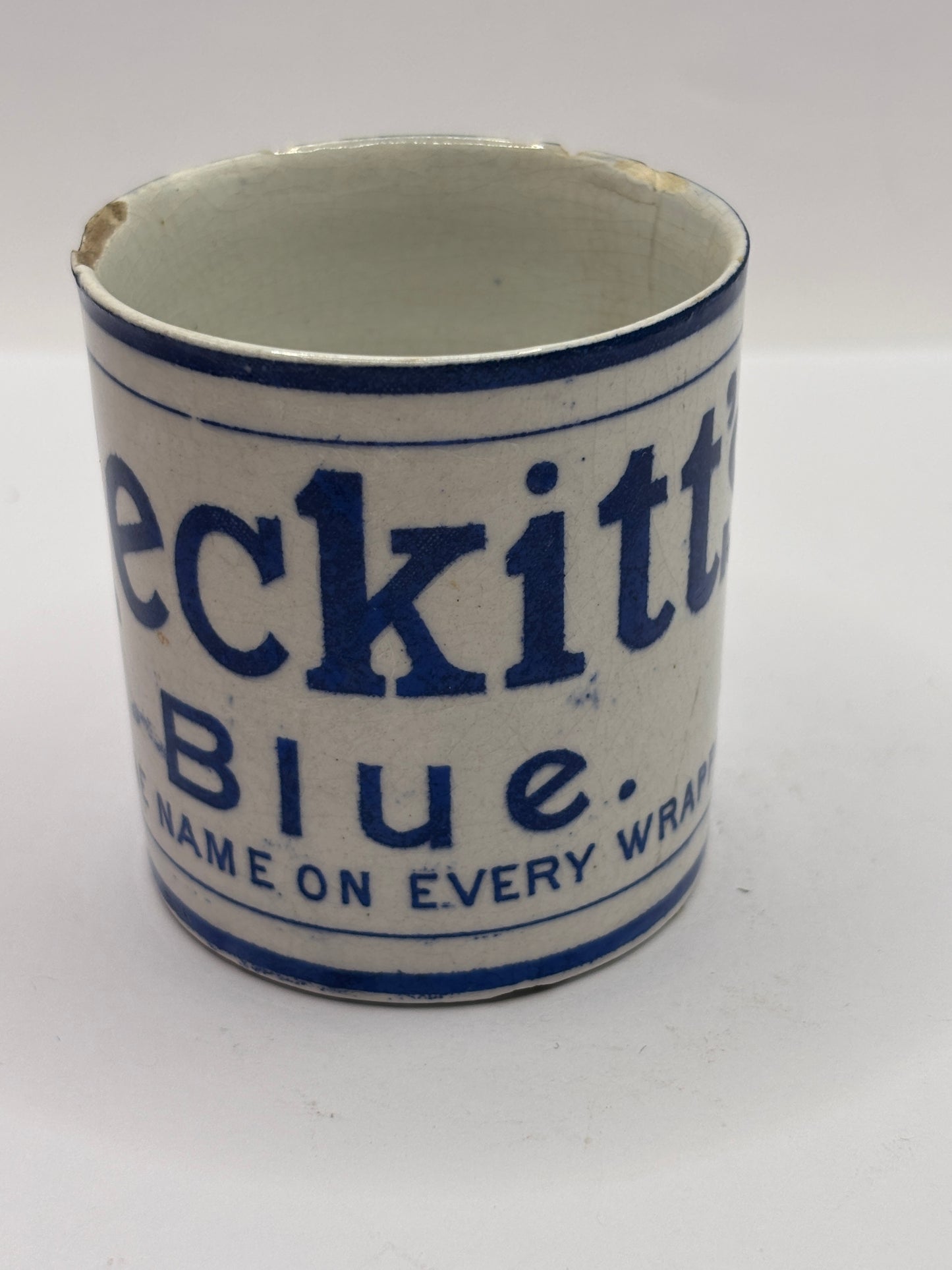 Old advertising jar, Reckitts blue