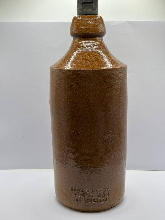 Old brown stoneware Vets bottle. Veterinary surgeon Shrewsbury