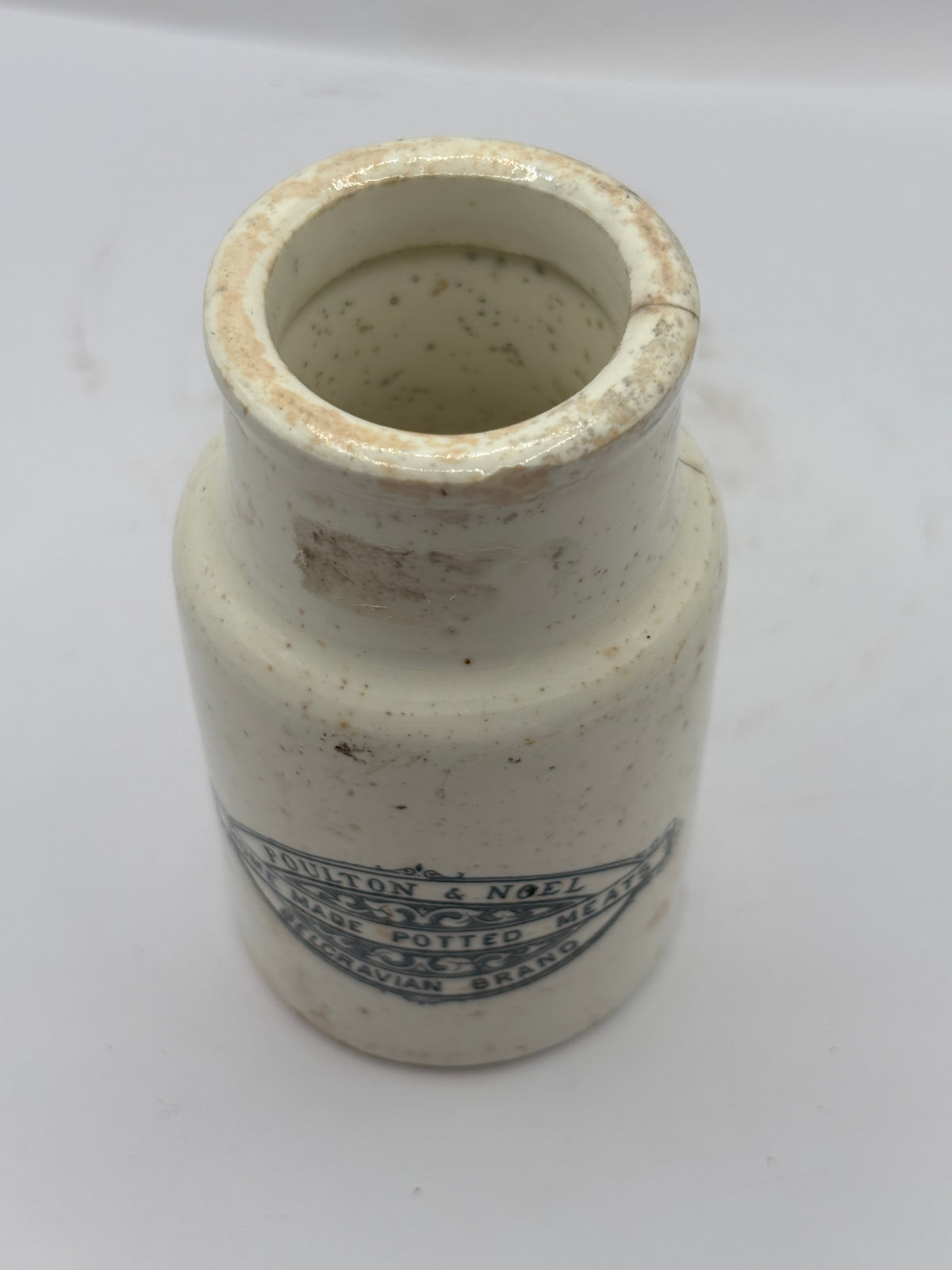 Old advertising potted meat jar, Poulton & noel home made potted meats