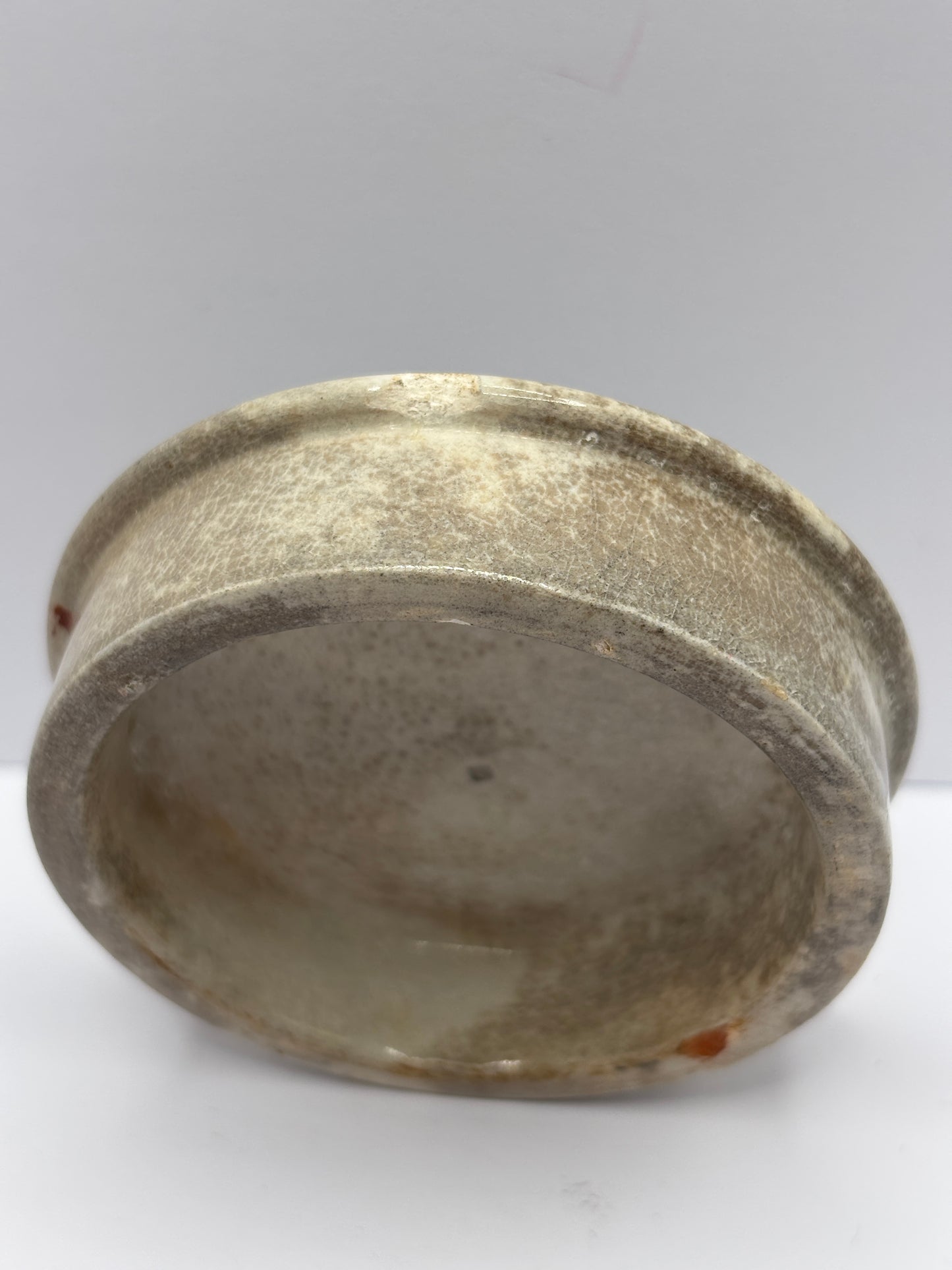 Old woods are a nut advertising toothpaste pot lid, stained & crazed