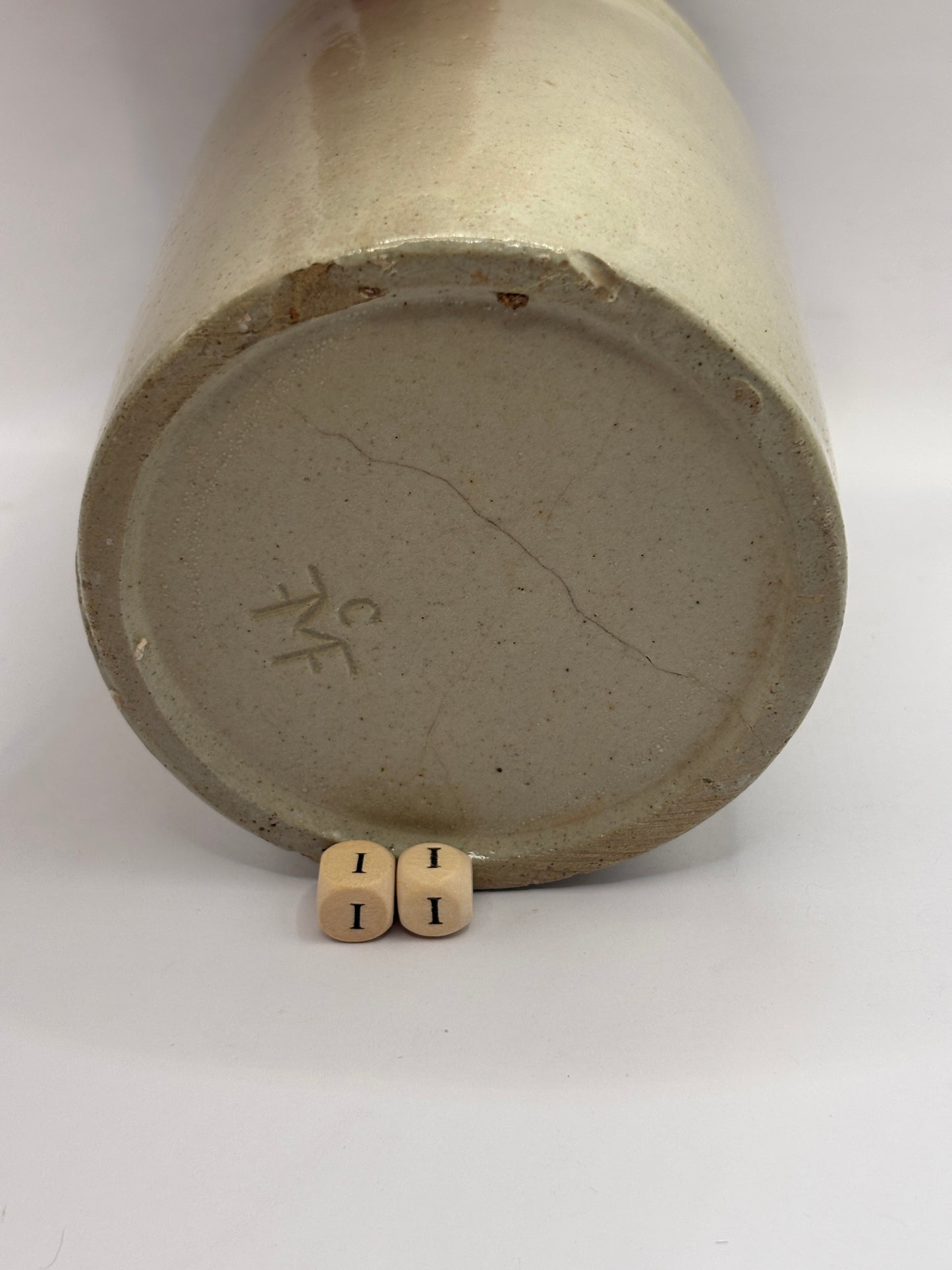 Old 2lb rolled top stoneware jam pot (ii)