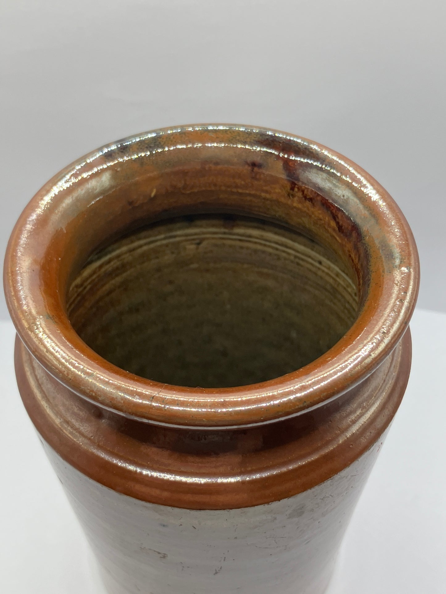 Brown stoneware jar