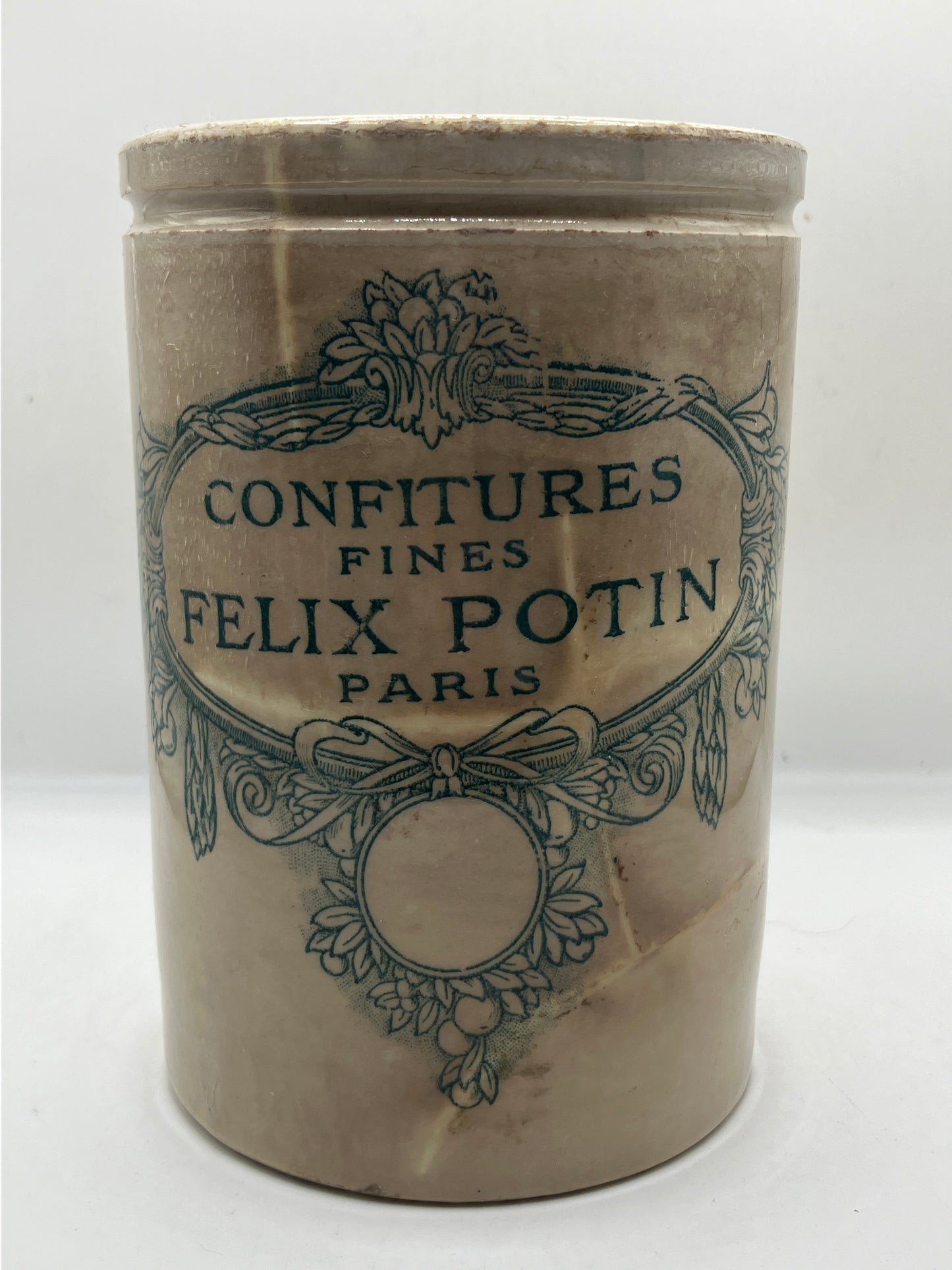 French advertising pot, Confitures fines Felix Potin Paris