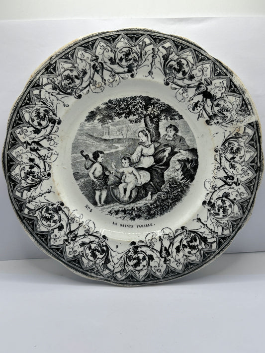 Antique french porcelain plate, mid 19th century