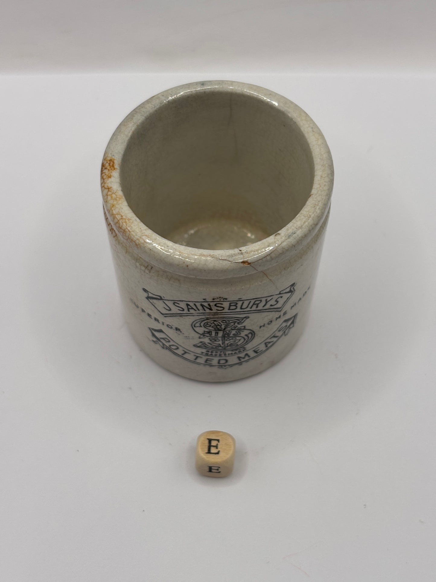 Old sainsburys advertising pot, home made potted meats (e)