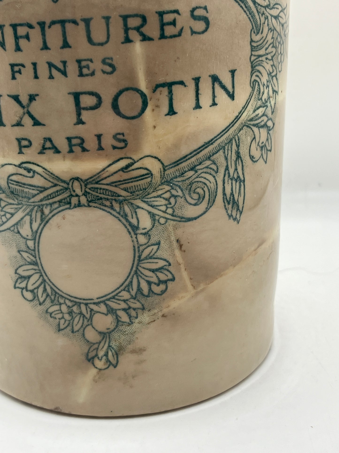 French advertising pot, Confitures fines Felix Potin Paris