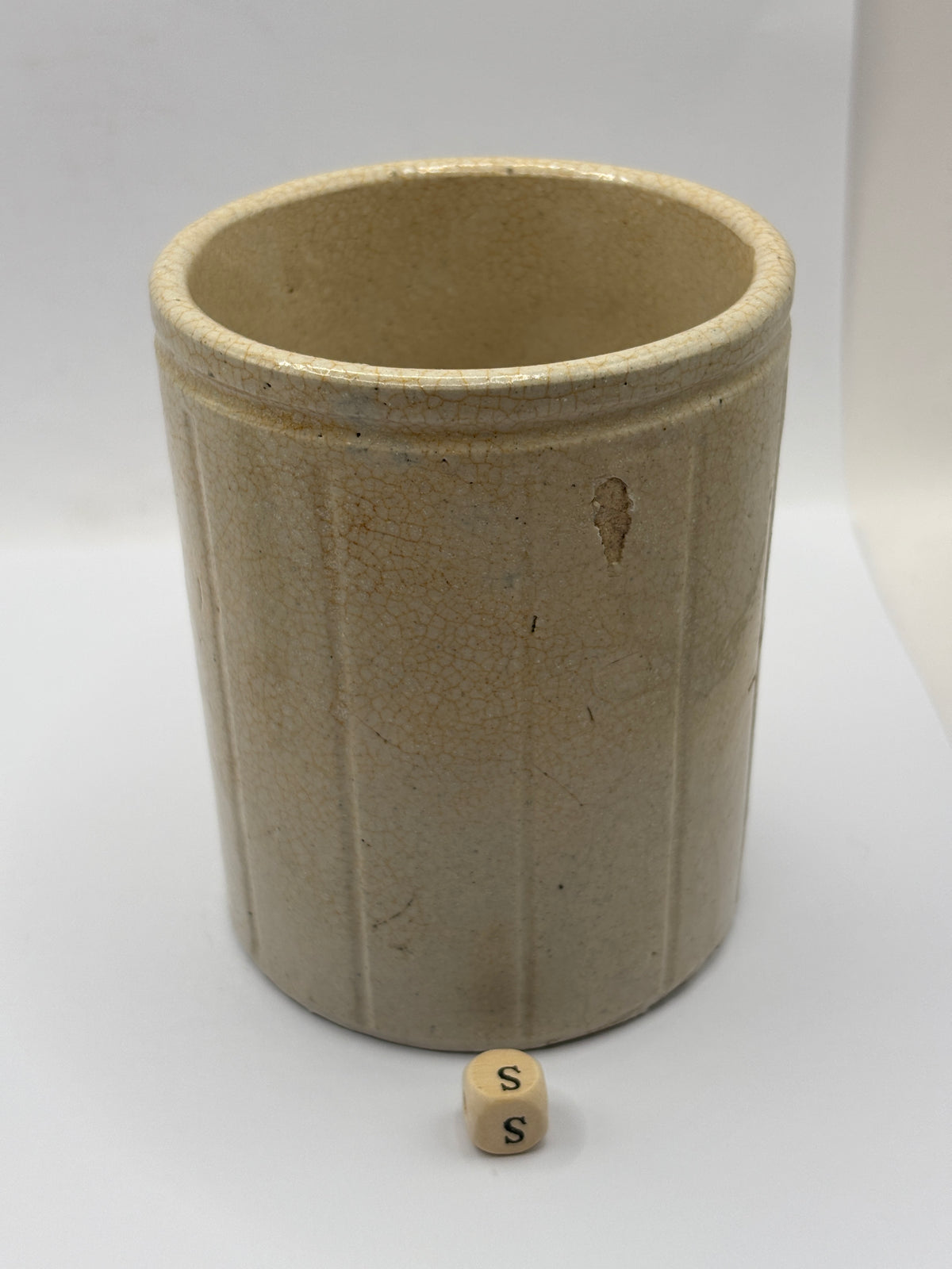 Old 1lb ribbed stoneware jam pot (s) Hartleys