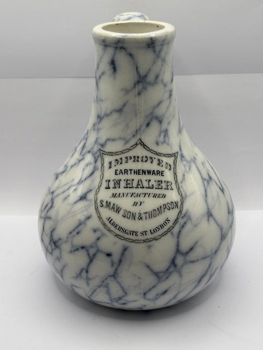 Old stoneware advertising inhaler, S Maw & Thompson improved earthenware inhaler