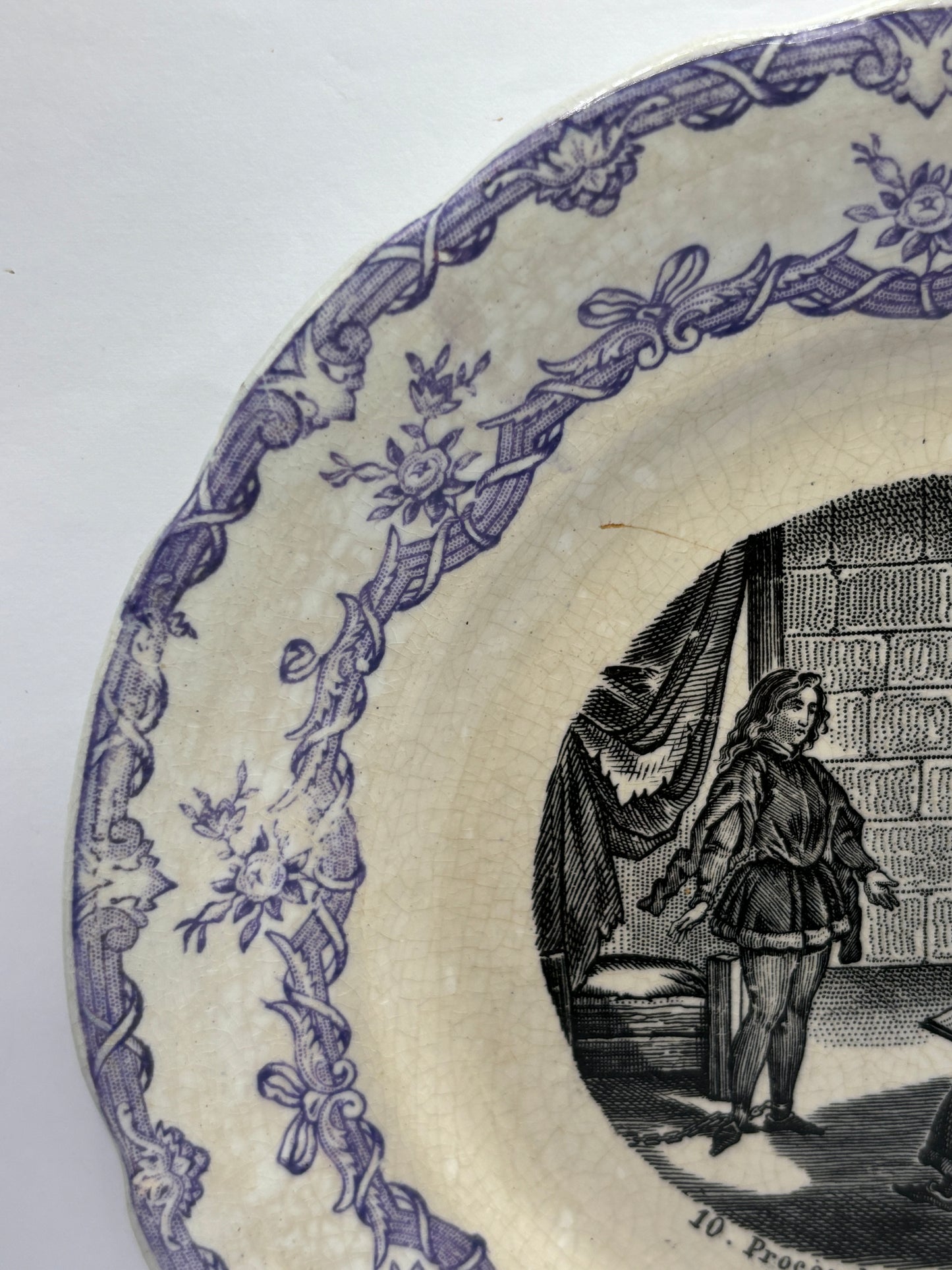 Antique french porcelain plate, mid 19th century