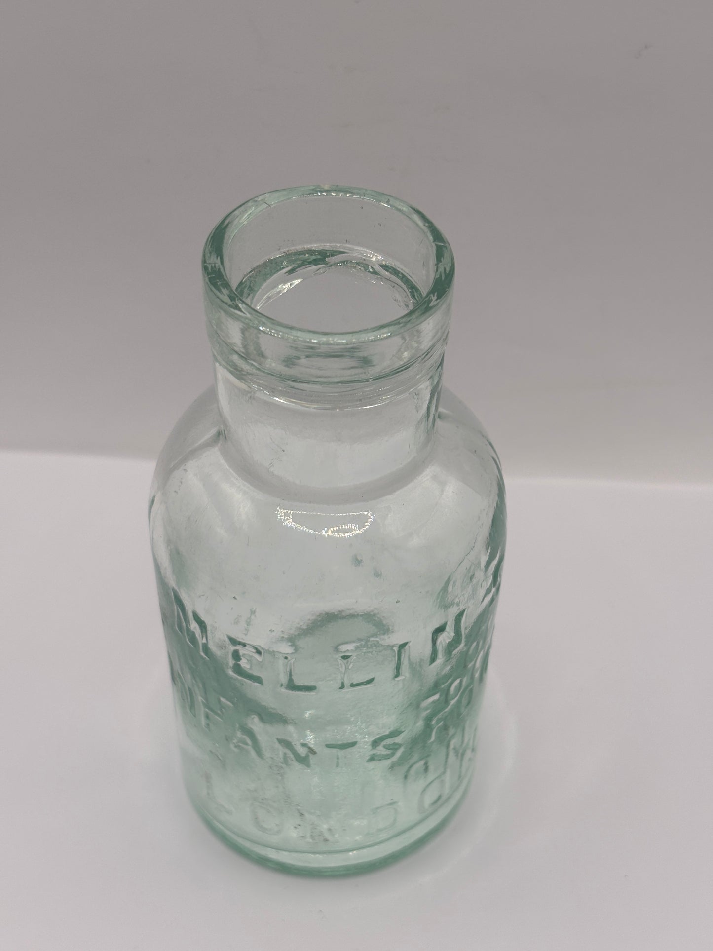 Old advertising glass jar, Melins infants food London