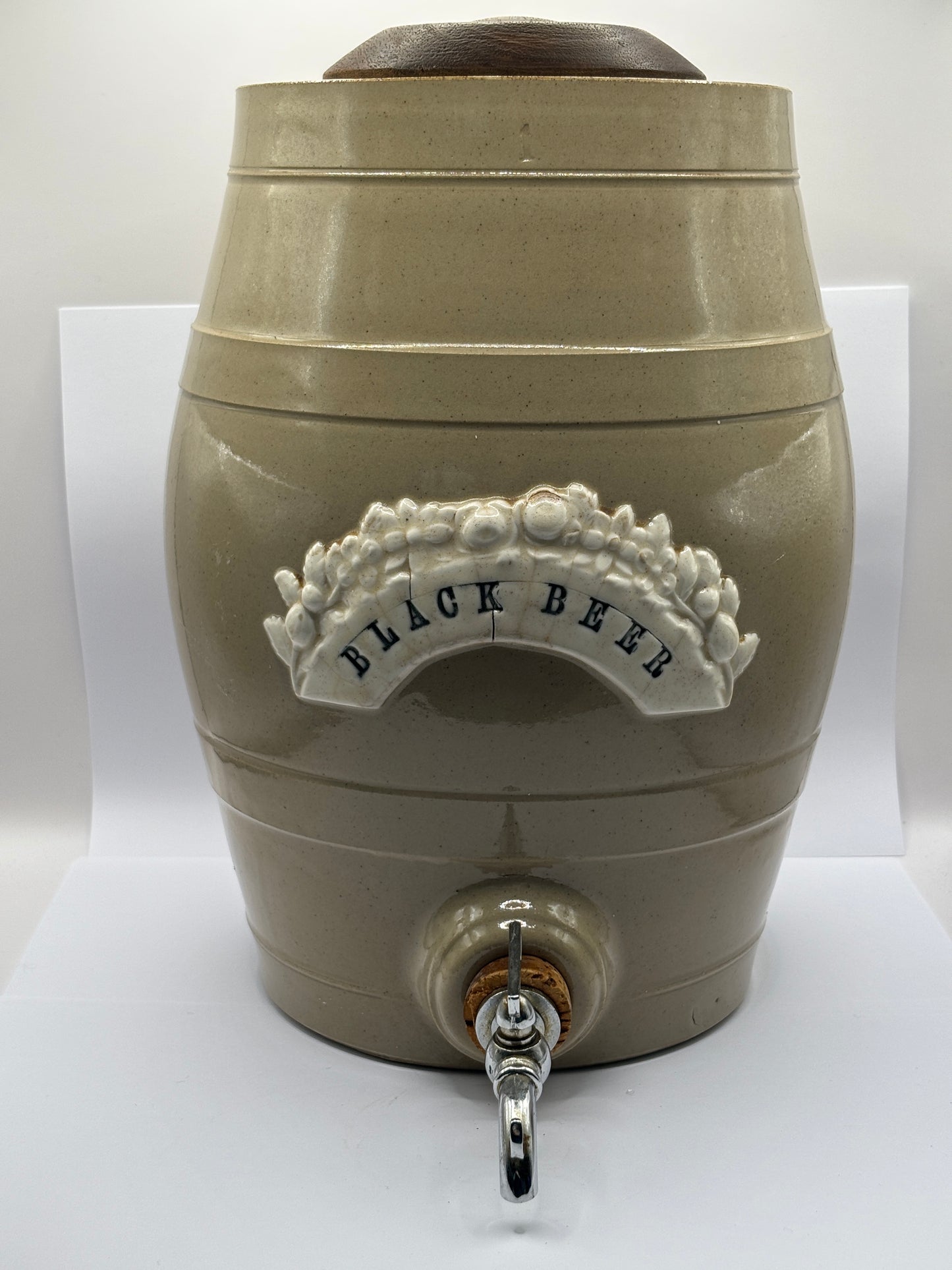 Old large slab seal Black Beer tap barrel