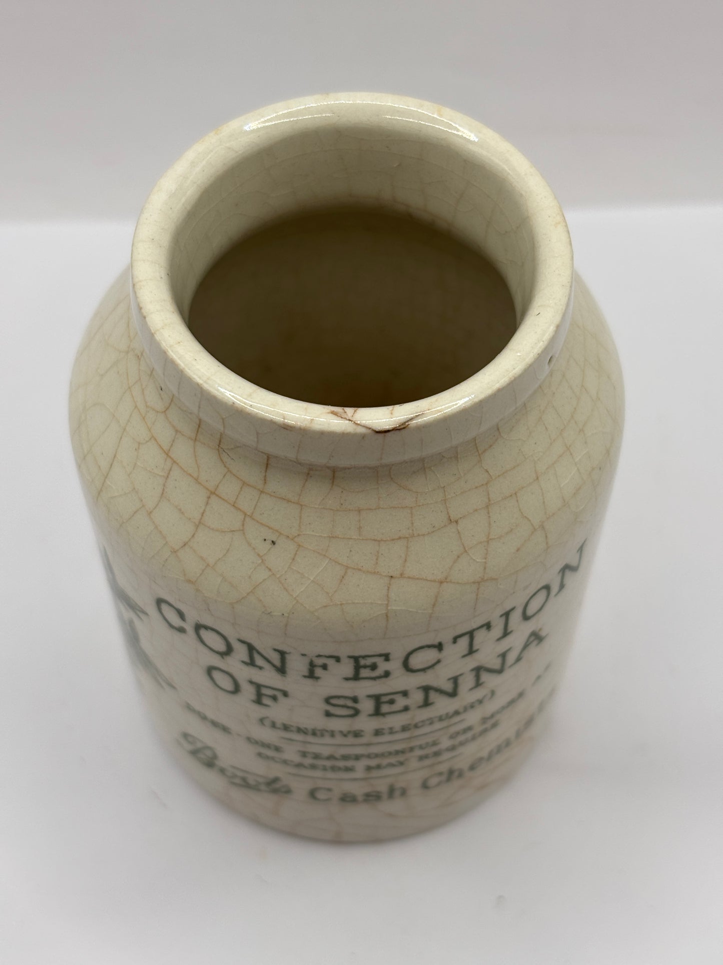 Old advertising jar, Boots confection of senna