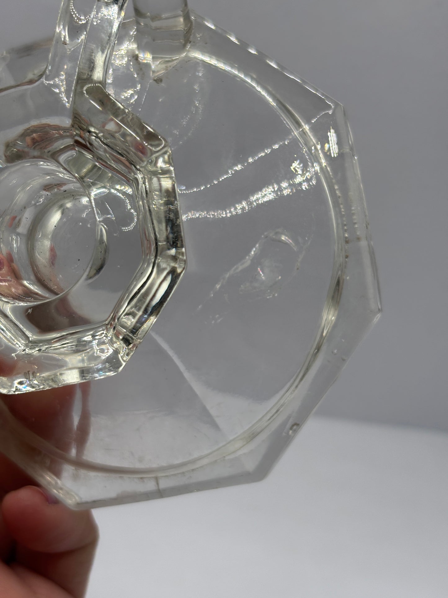 Old glass candlestick holder