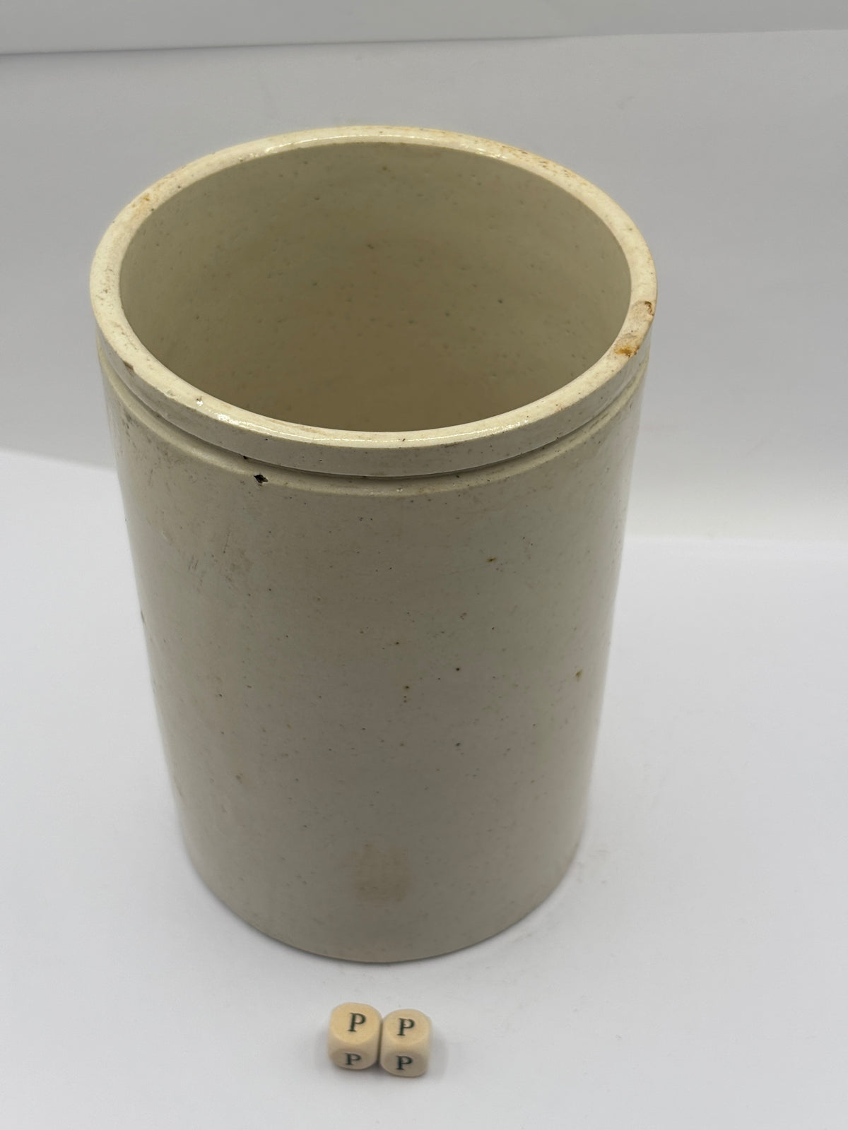 Old 2lb smooth stoneware jam pot (pp)