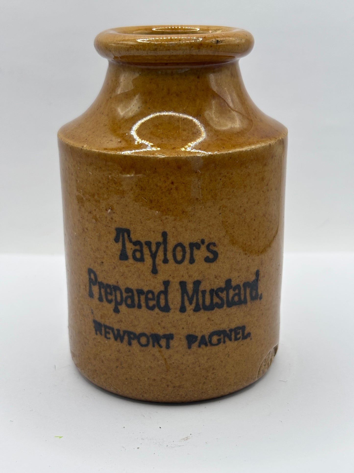 Old medium sized advertising jar, Taylors prepared mustard. 11cms