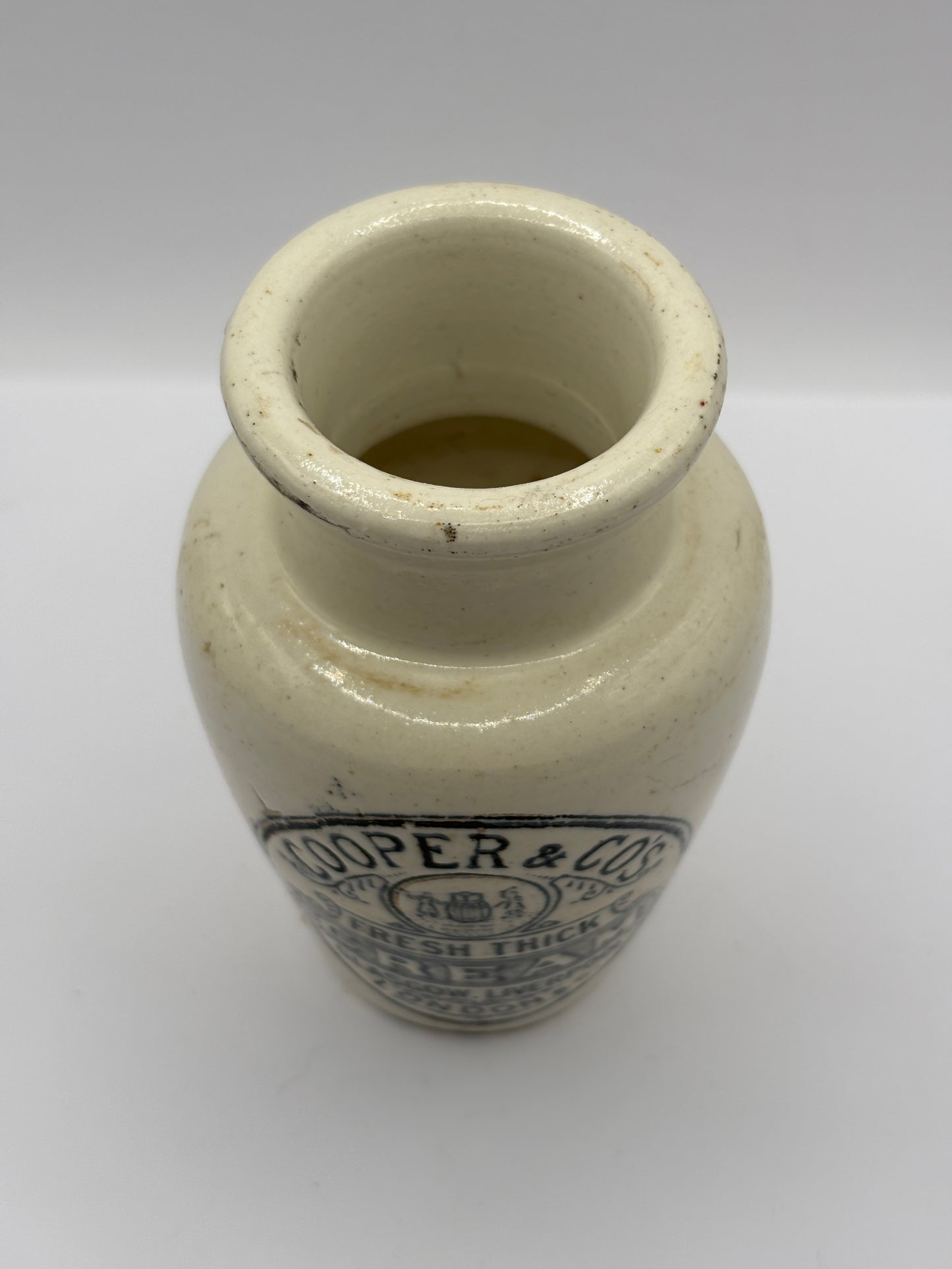 Old advertising cream pot, Cooper & Co fresh thick cream