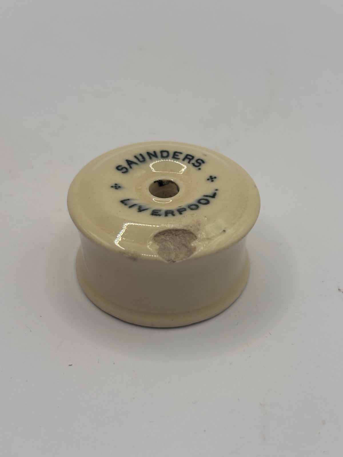 Old advertising baby feeder lid, Saunders liverpool feeding bottle lid