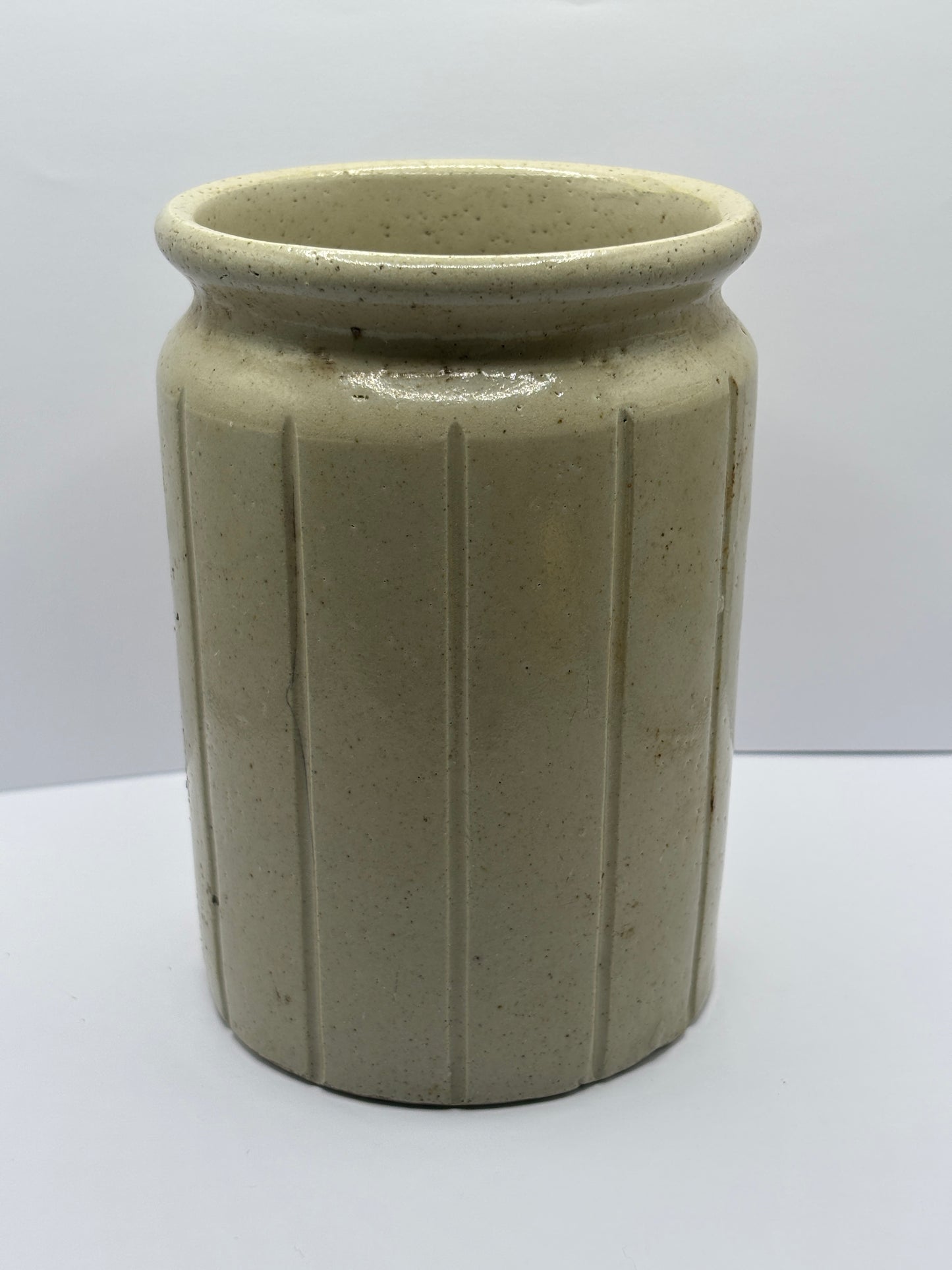Old 2lb ribbed rolled top jam & marmalade jar, with added label