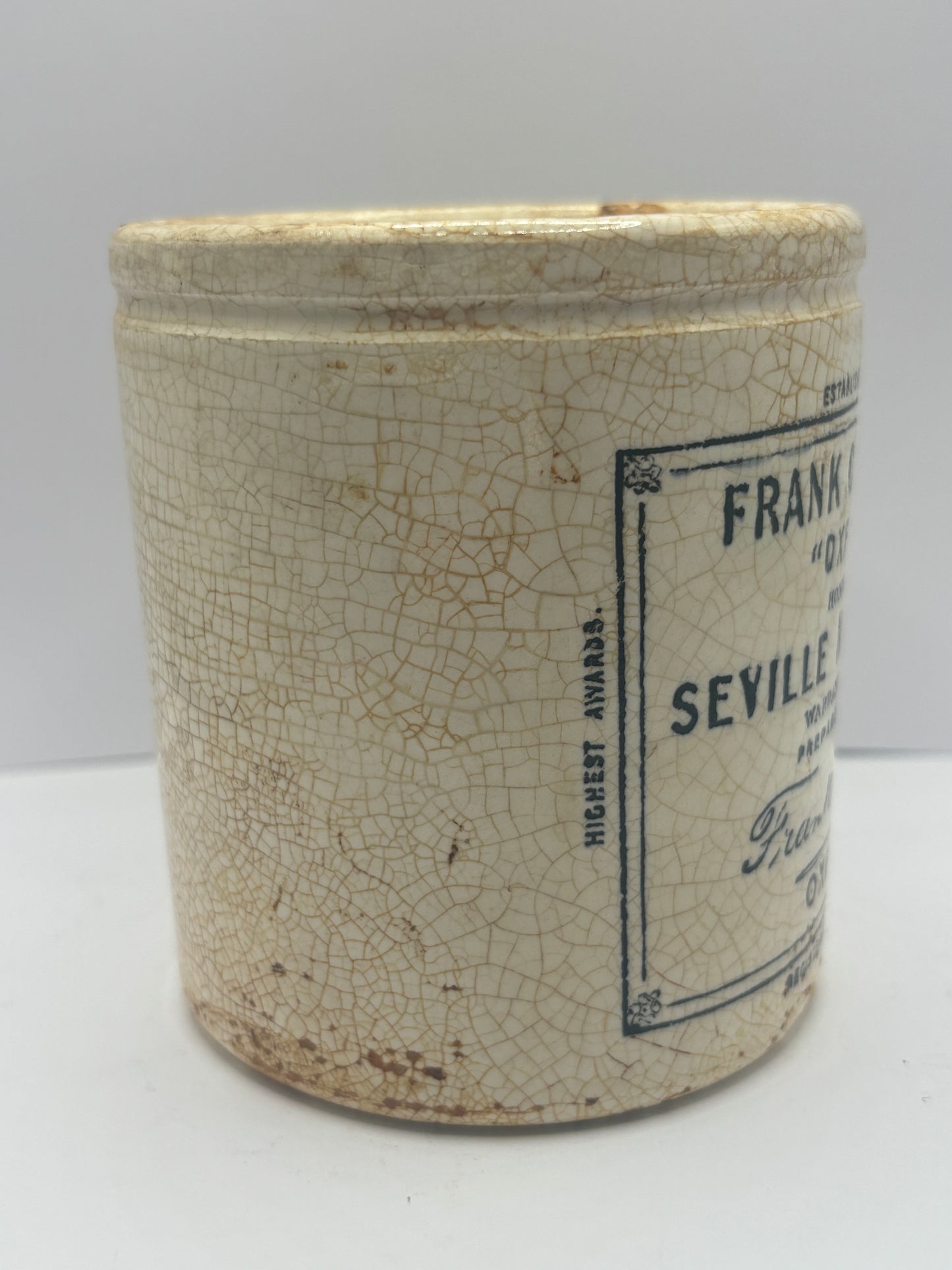 1lb Frank coopers marmalade jar, stained & crazed