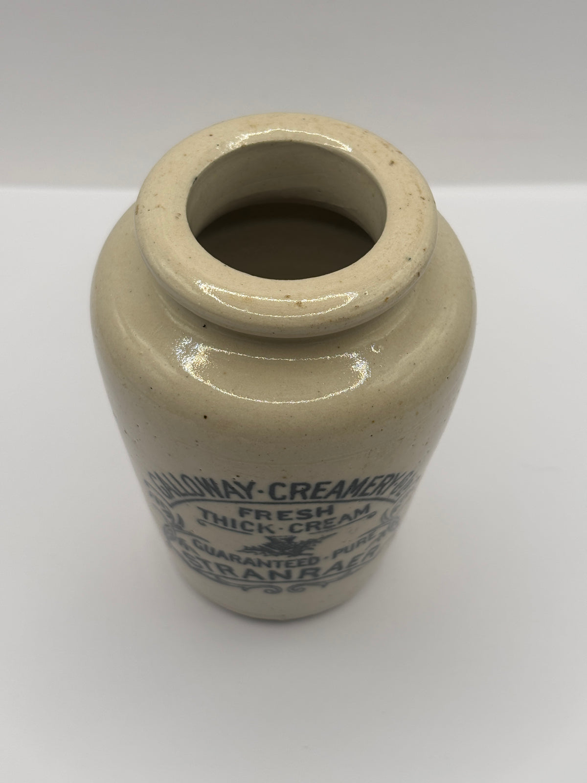 Old advertising cream pot, Galloway creamery, Stranraer