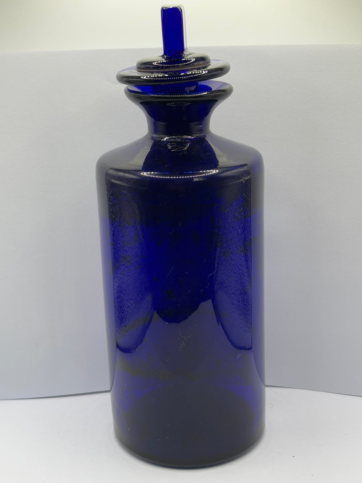 Old blue glass chemist jar, chemist round. Pharmacy