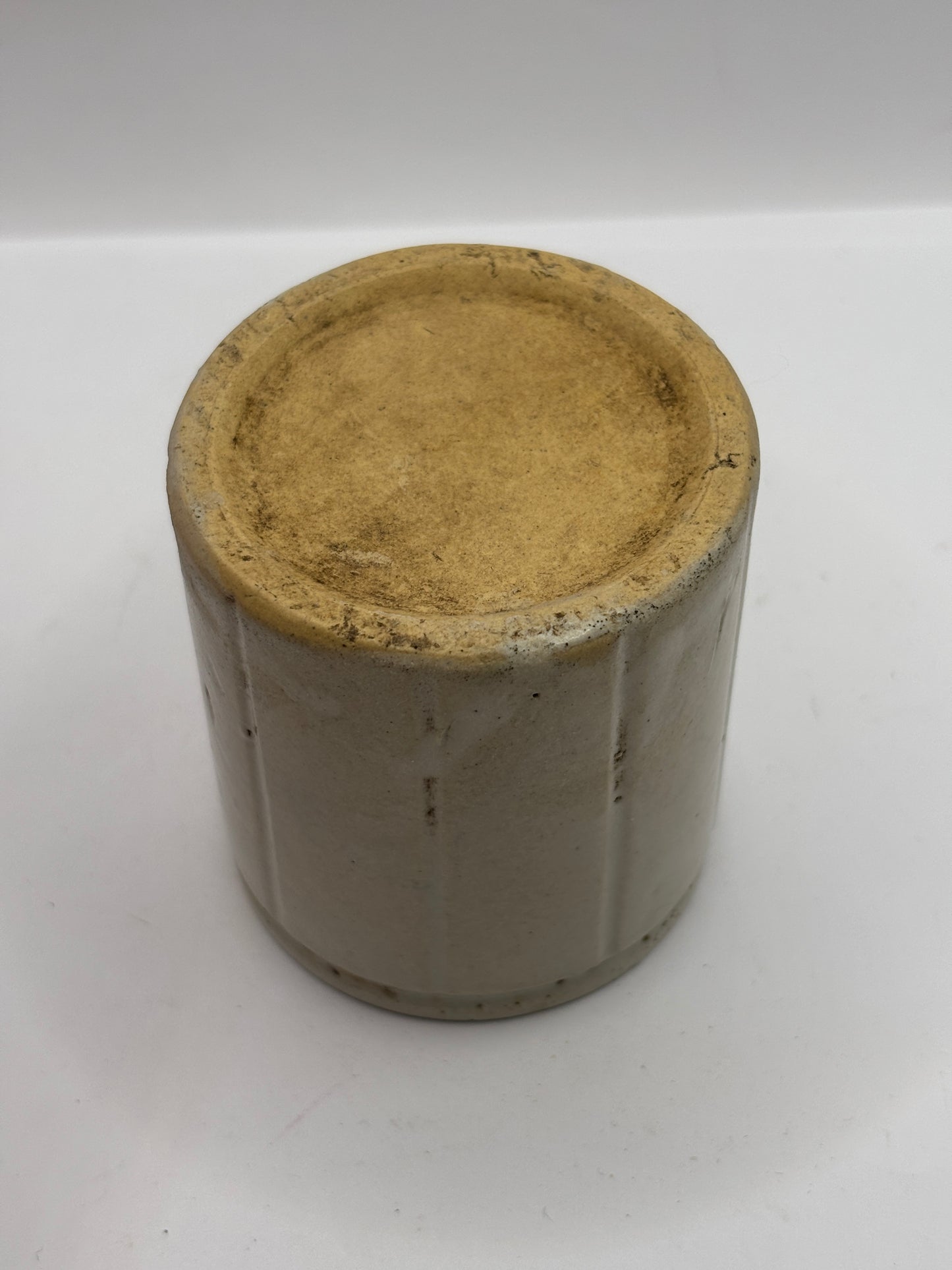 Old small ribbed stoneware jam pot