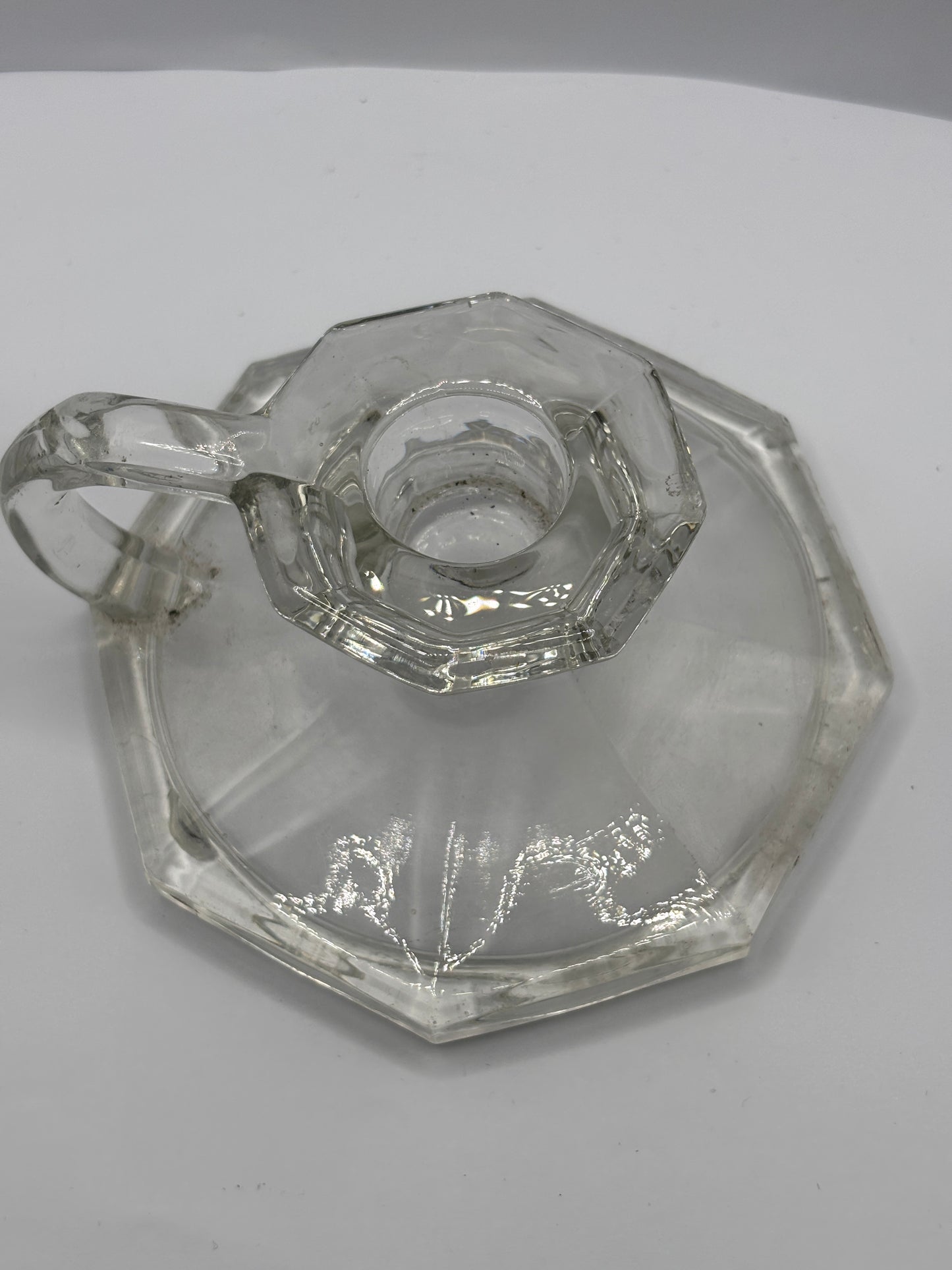 Old glass candlestick holder