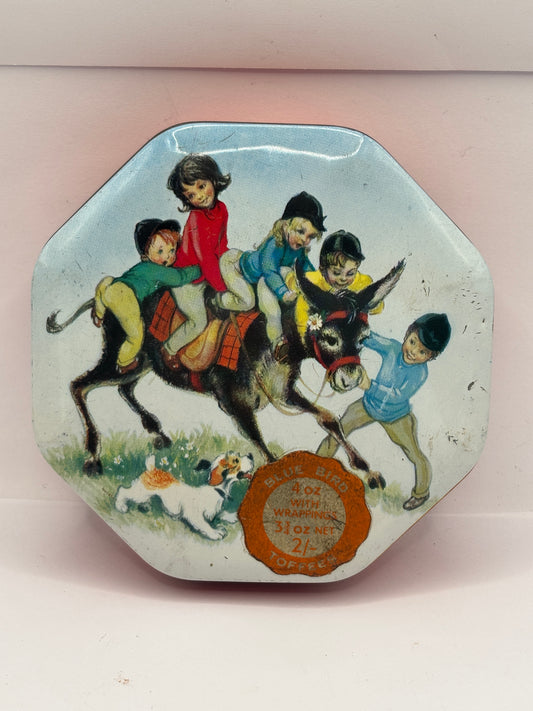 Old advertising tin, Blue bird toffee