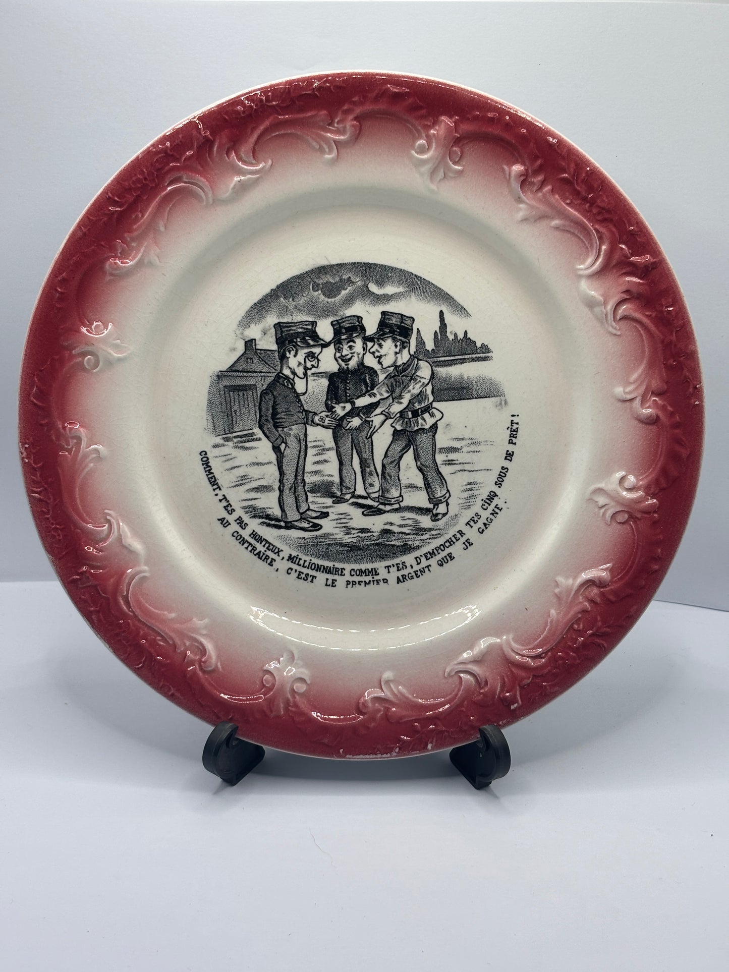 Antique french porcelain plate, mid 19th century