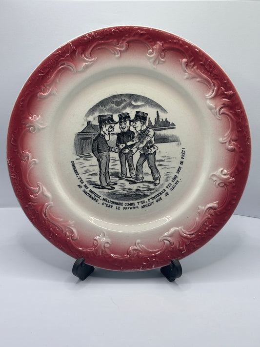 Antique french porcelain plate, mid 19th century