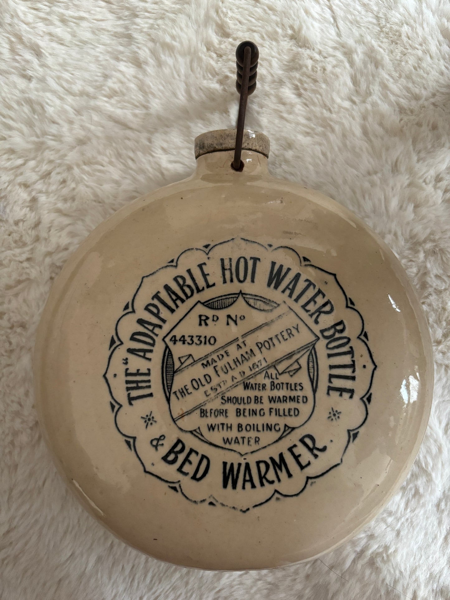 Large adaptable hot water bottle, stoneware hot water bottle