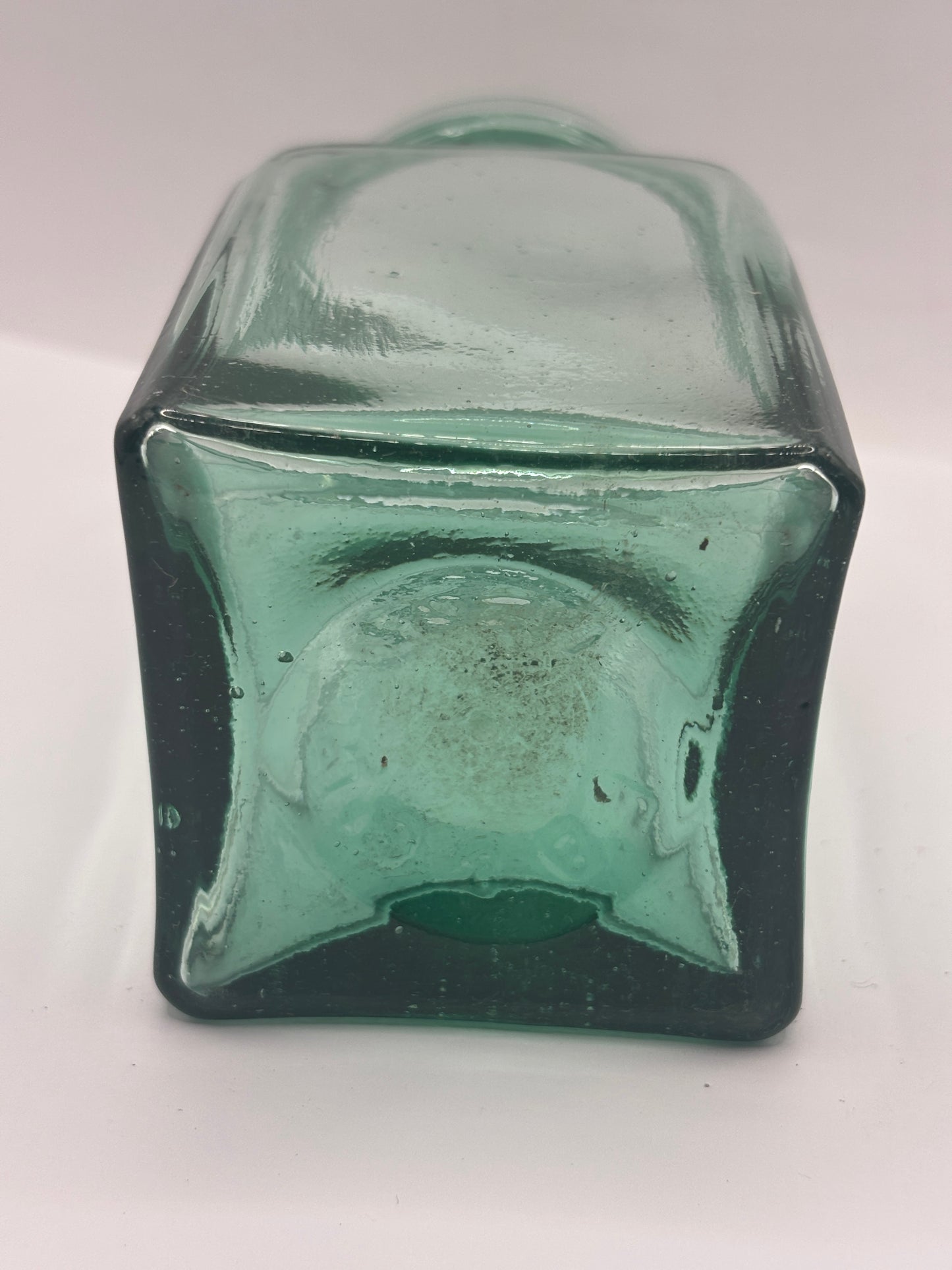 Old aqua glass pickle jar