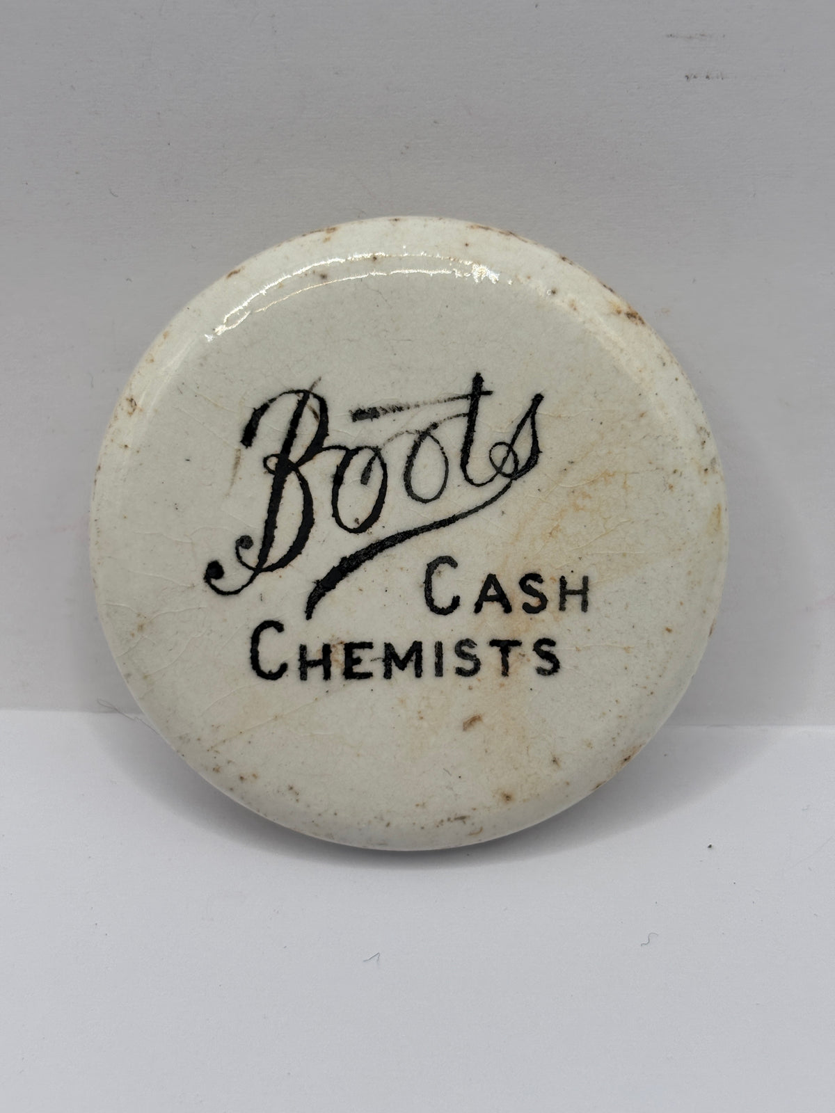 Old mini advertising lid, Boots cash chemists